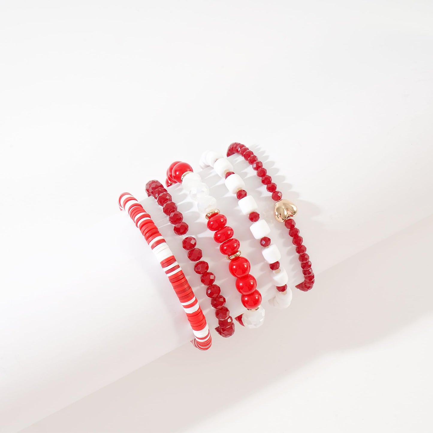RISHEGAE Crystal Heishi Beaded Bracelet for Women Stackable Bracelet Layering Friendship Summer Stretch Bracelets for Women
