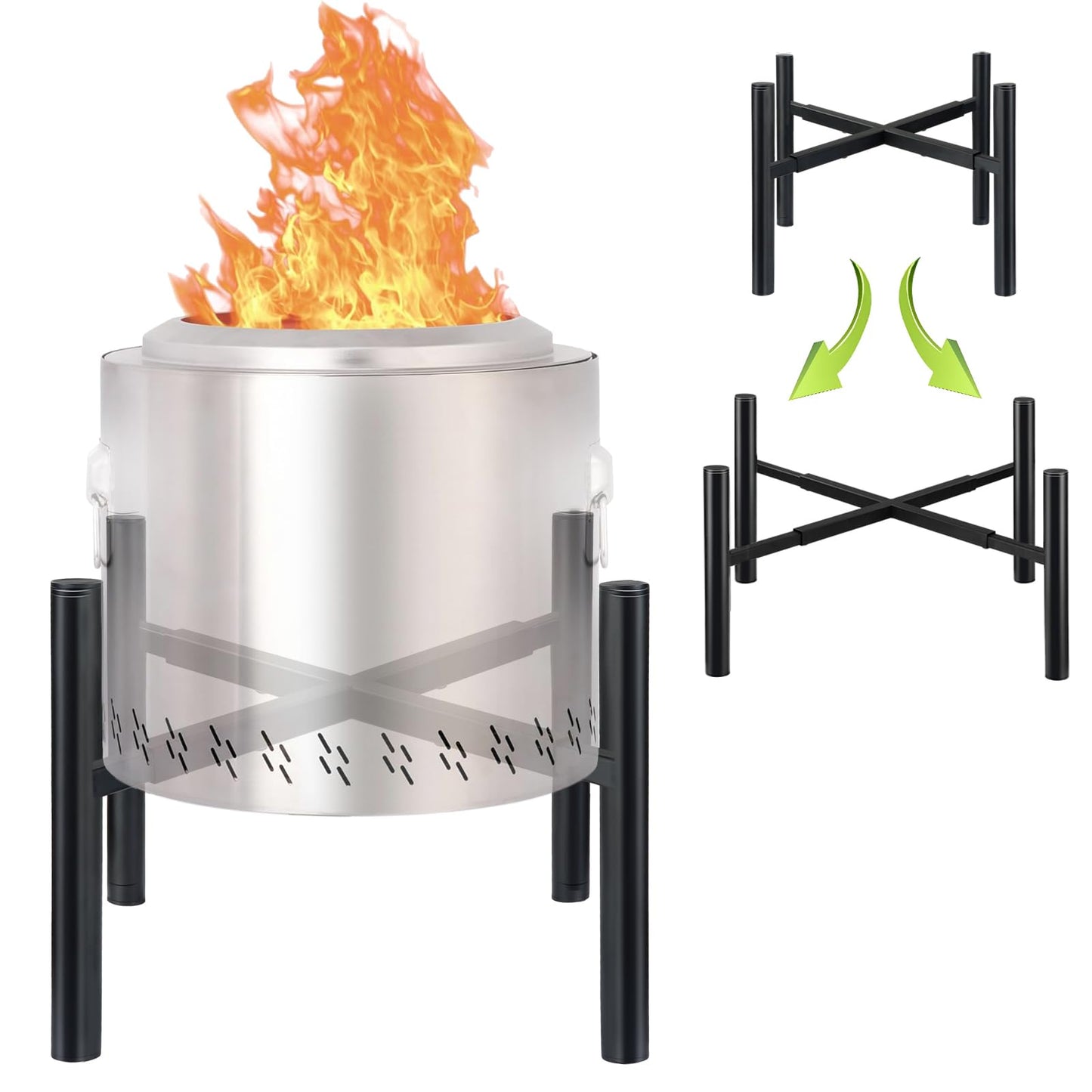 Triceratops Firepit Stand, 15-27 Inches for Solo Stove Bonfire Ranger and Other Outside Fire Pits, Outdoor Camping Accessory, Stainless Steel Stands for Fireplace Use