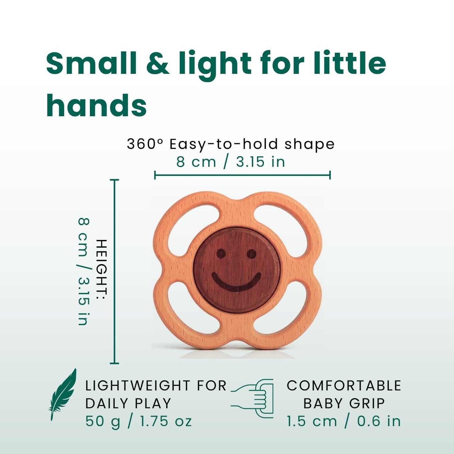 Wooden Baby Rattle & Teething Ring Flower | Natural Montessori Teething Toy Babies 0-3 3-6 6-12 Months | Non-Toxic Organic Hardwood Teether | Safe Sensory Toy Boys Girls | Baby Gift