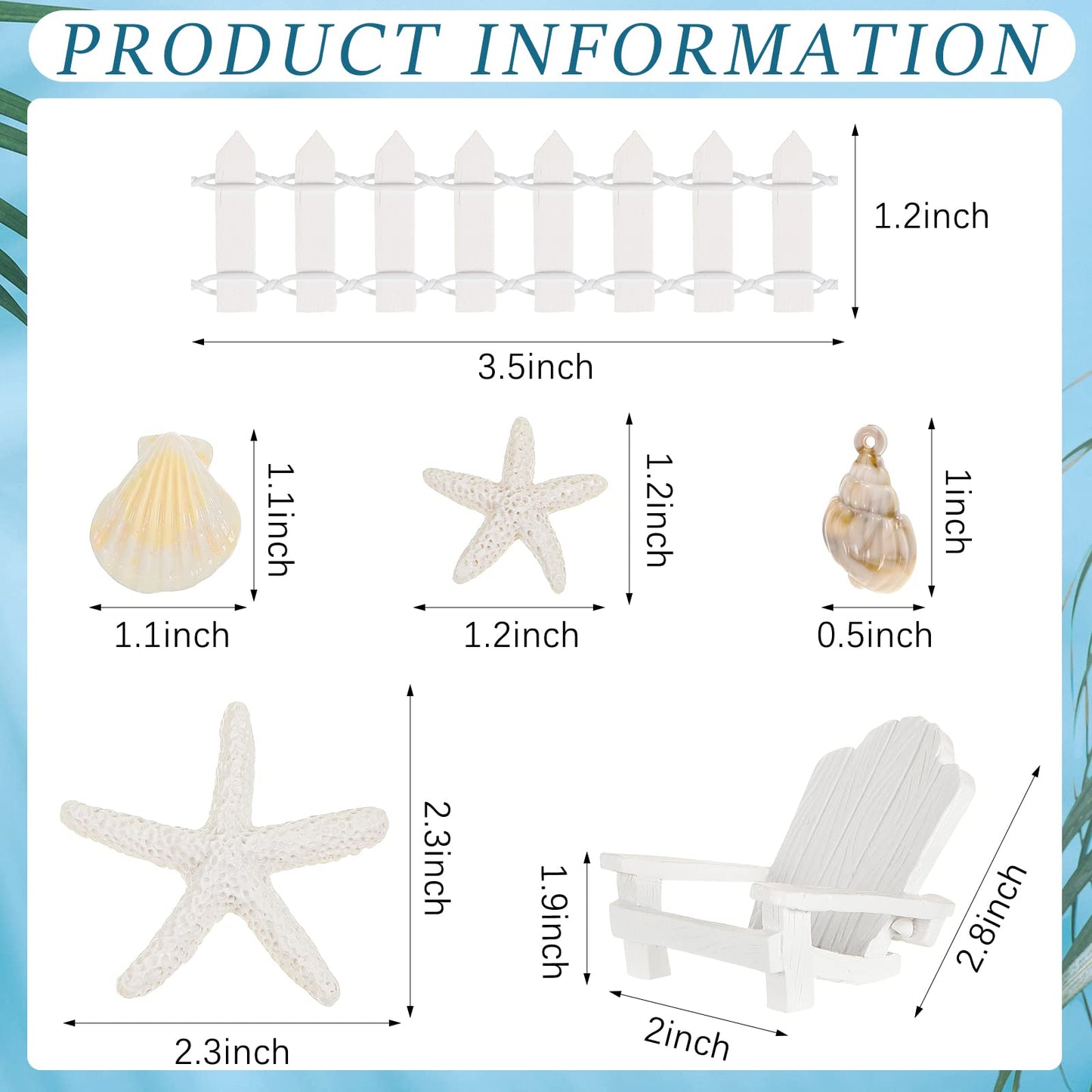 Qunclay 27 Pcs Hawaiian Beach Cake Topper Decorations Adirondack Chair Cake Topper Summer Mini Pool Seashell Decorations Mini Doll Furniture for Wedding Birthday Engagement Baby Shower Luau Party