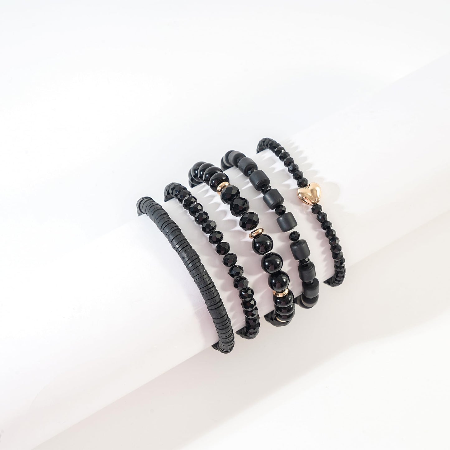 RISHEGAE Crystal Heishi Beaded Bracelet for Women Stackable Bracelet Layering Friendship Summer Stretch Bracelets for Women