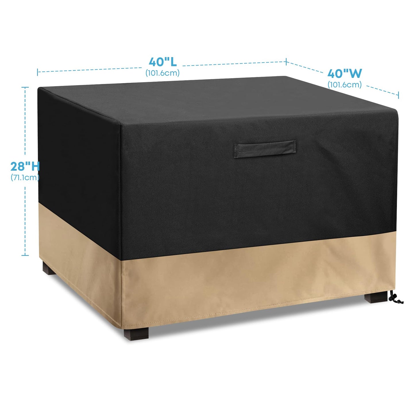Stanbroil 40-Inch Patio Square Cover, 600D Waterproof Fire Pit Cover for Outdoor Fire Pit Table, Fire Bowl, Patio Furniture, Waterproof, Black
