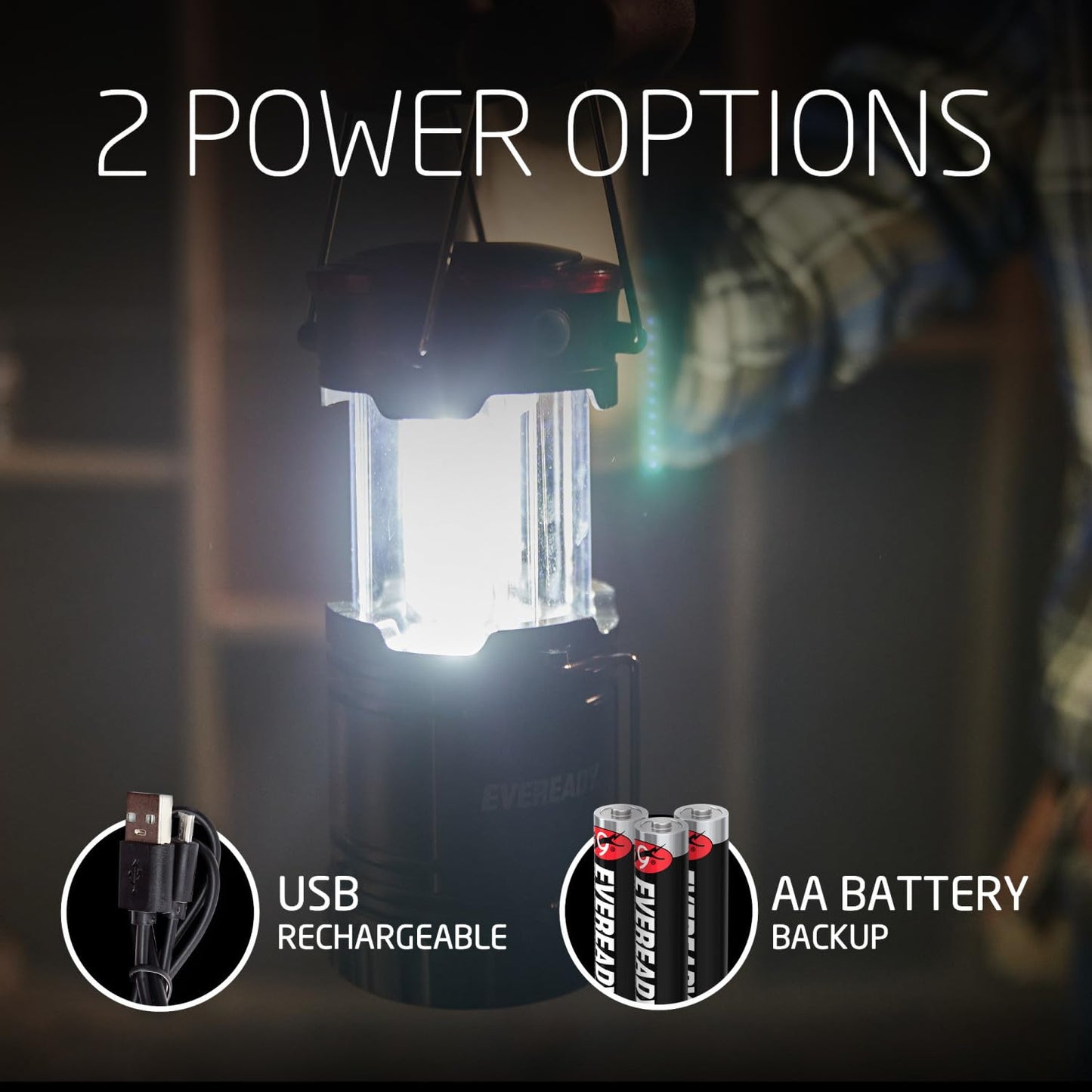 Eveready Collapsible Rechargeable Lanterns, 300 Lumens, USB Rechargeable Lantern, Outdoor and Camp Lantern, Micro-USB Charging Cable Included, 4 Count