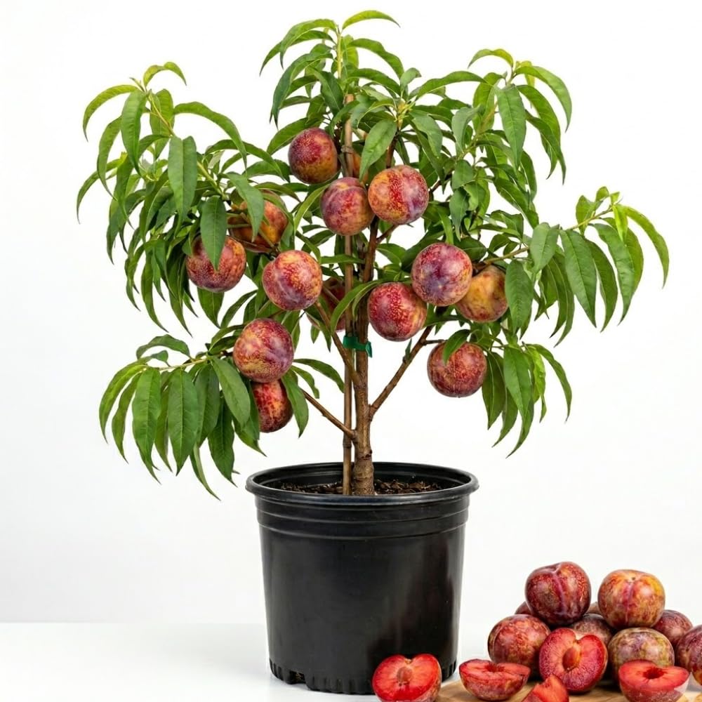 Live Flavor Pluot Tree Live Plant, Plum Apricot Plant, 3 Gallon Pot, Sweet Fruit for Home Garden Outdoor, No Ship to CA, 2-3 Ft Long