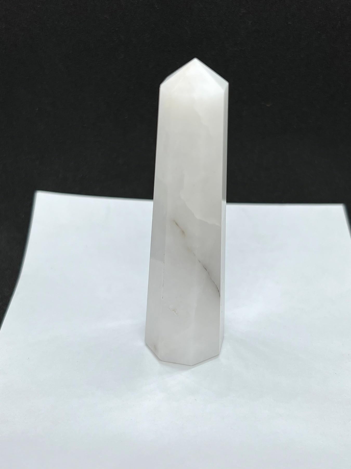 WholesaleGemShop 3 Inch (70 mm) Gemstones Snow Quartz Obelisk Tower Jumbo Facet Aura Rock Crystal Natural Polished Earth Wand Spirit