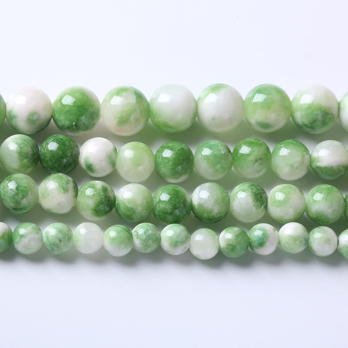 45pcs 8mm Natural Green White Persian Jade Stone Round Beads for Jewelry Making Loose Spacer Beads DIY Bracelets Necklaces 15" (8mm, Green Persian Jade)