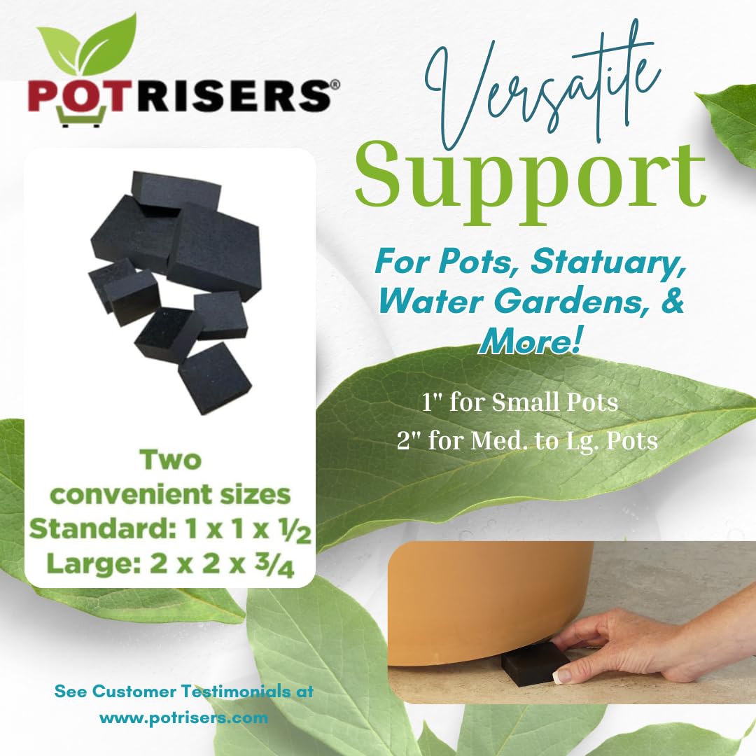 POTRISERS 12 Pack Large 2" Wide x 3/4" Tall Value Pack | Invisible Pot Feet & Plant Risers | Drainage & Airflow for Planters, Pots, Garden Decor | Patios, Decks, Gardens