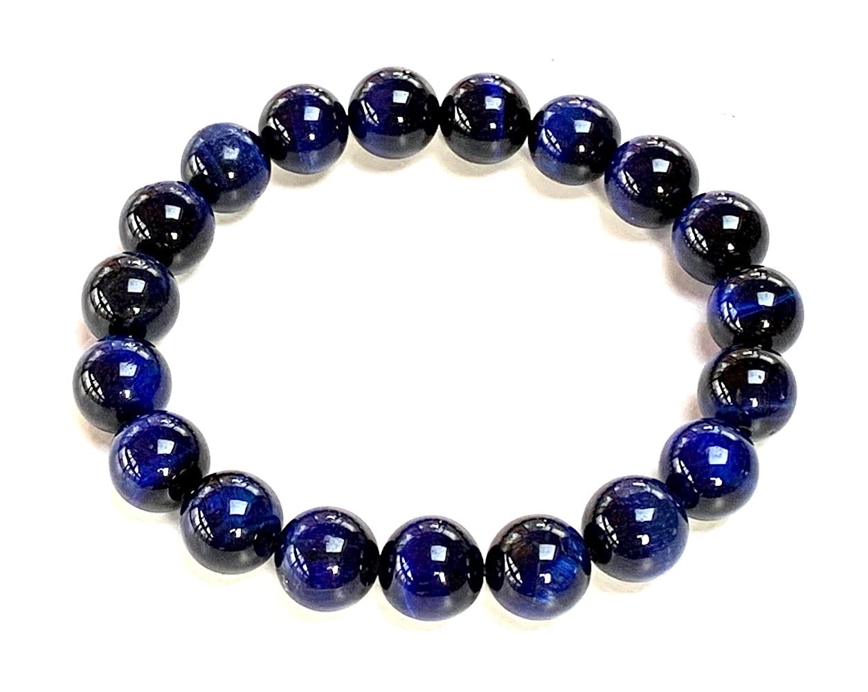 AWAKEN YOUR KUNDALINI Blue Tiger’s Eye Stretch Bracelet – 10mm Beads, Capricorn Birthstone