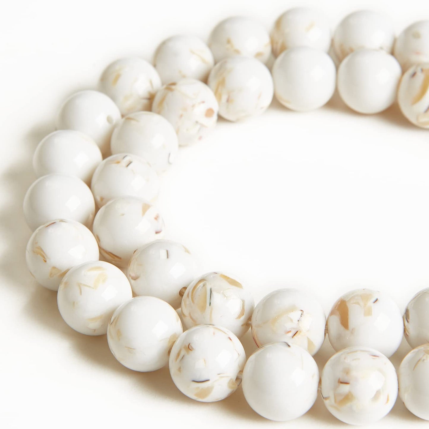 100pcs 8mm White Shell Turquoise Beads Natural Gemstone Beads Round Loose Beads for Jewelry Making