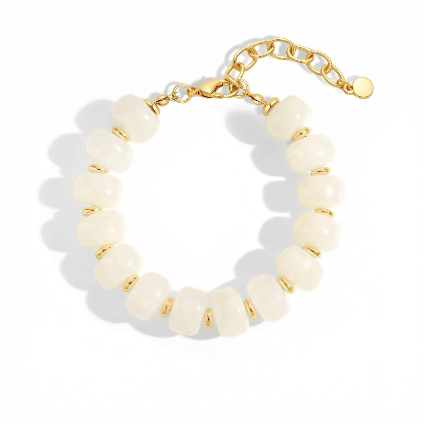 HUAYUNFANG Chunky Beige Beaded Bracelet for Women Boho Cream Resin Beads Bracelet Chunky Statement Bracelets Adjustable Handmade Beaded Bracelets Jewelry