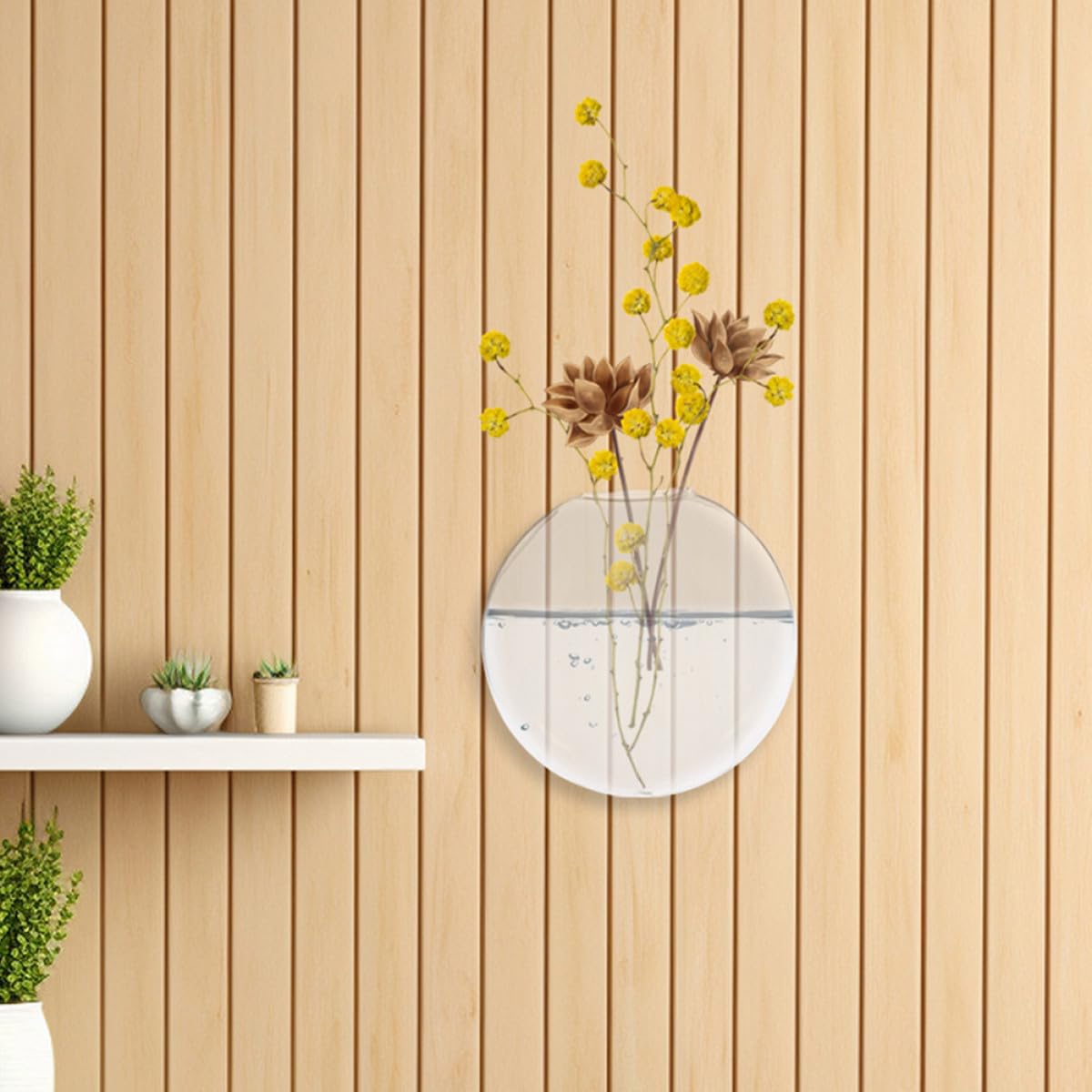 SEWACC 2pcs Glass Wall Hanging Flower Vase for Plants, Hydroponic Decorative Container, Indoor Wall-Mounted Terrarium Vase for Home and Office Décor