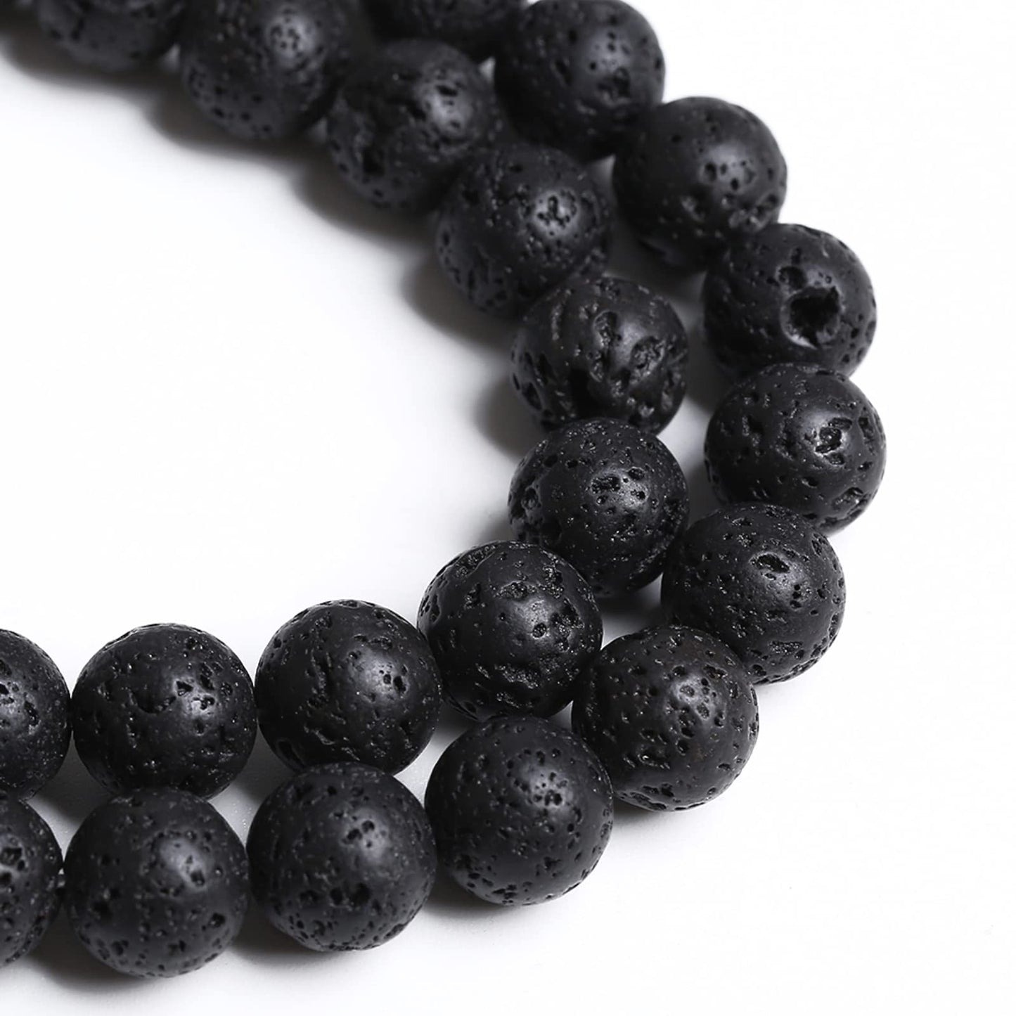 6mm 60pcs Natural Stone Black Volcanic Lava Chakra Spacer Loose Beads for Jewelry Making DIY Bracelet
