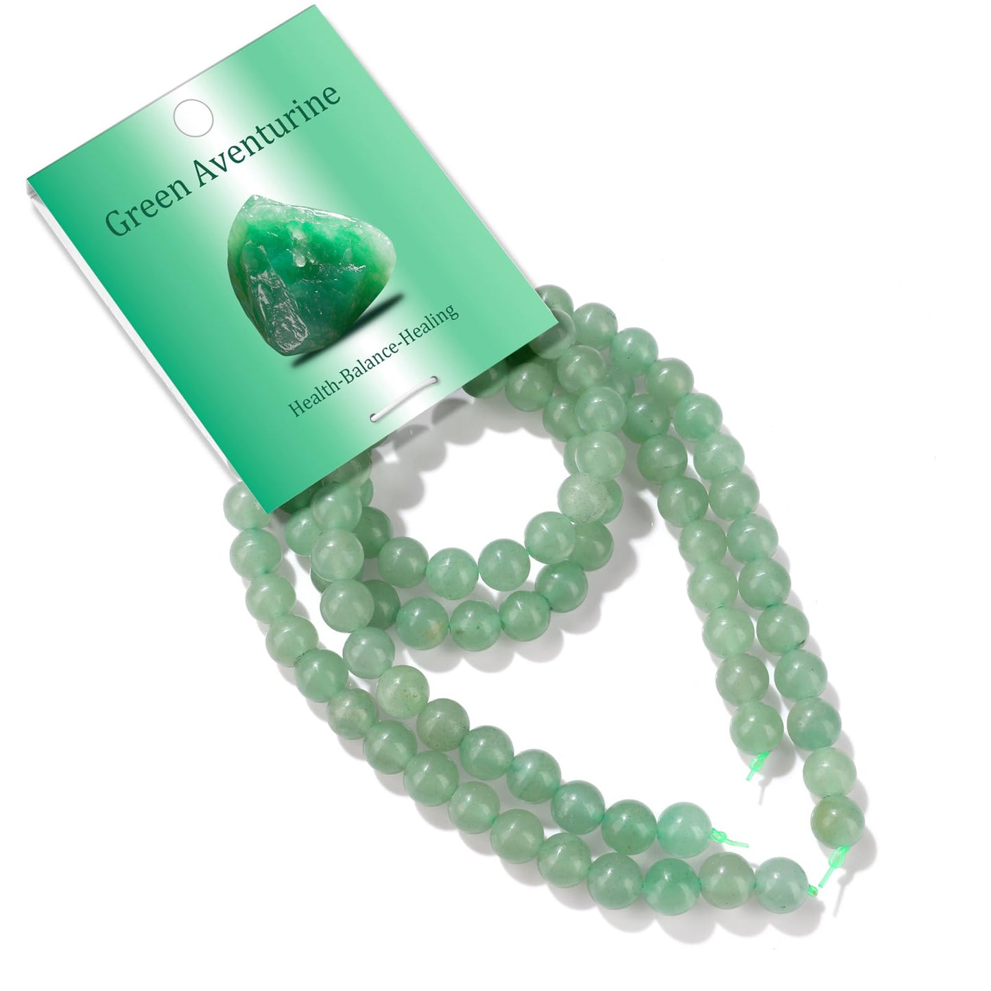 Risyfjew 100PCS 8mm Natural Green Aventurine Beads Gemstone Round Loose Beads for Jewelry Making Chakra Crystal Stone Beads for Bracelets Necklace Earrings Making Supplies (100pcs/Strand)
