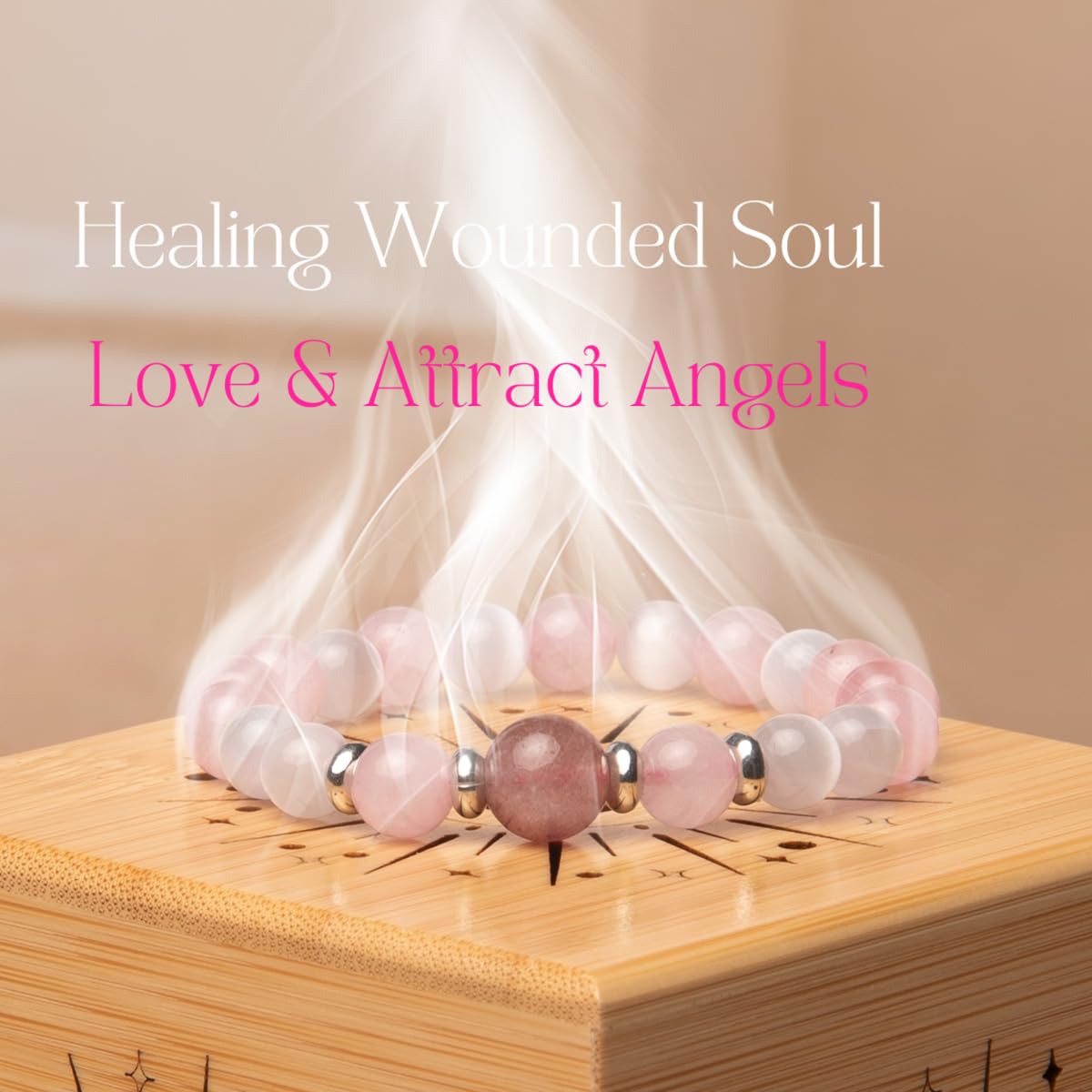 RONYOSTING Christmas Gift Pink Rose Quartz Bracelet for Daughter - Back to School Gifts for Girl Healing Love Crystal Jewelry,Cuarzo Rosa Beaded Charm