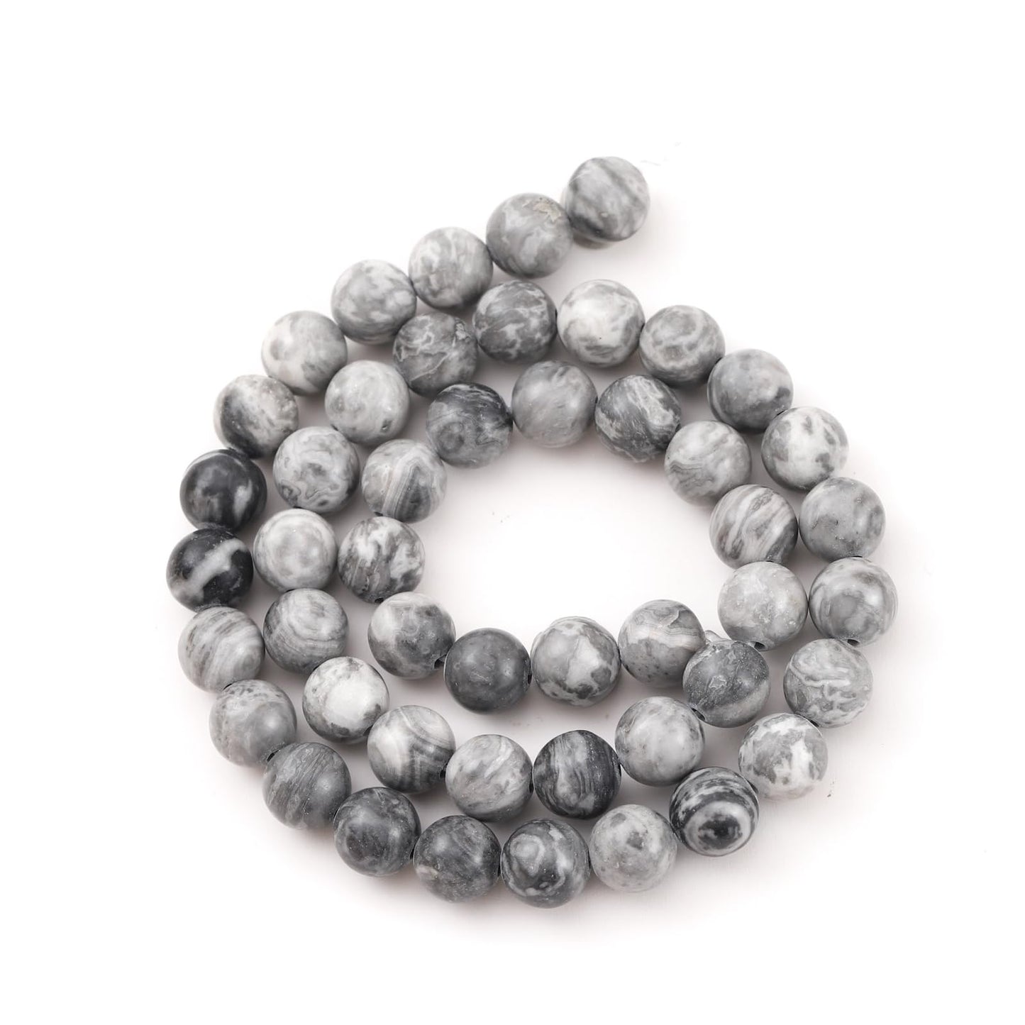 6mm 60pcs DIY Natural Map Stone Beads Round Healing Crystal Gemstone Loose Beads for Jewelry Making Handmade Bracelet Necklace