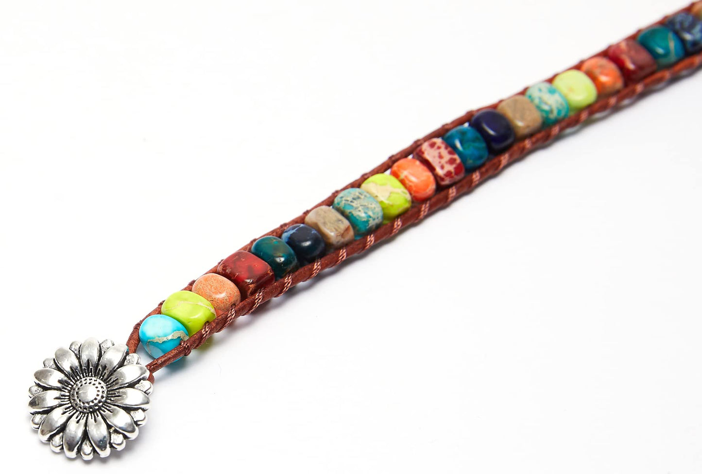 ZOSOJONA 7 Chakra Bracelet Bohemian Handmade Leather Wrap Healing Protection Natural Stone Yoga Beaded Bracelets Boho Friendship Jewelry (Chakra #2)