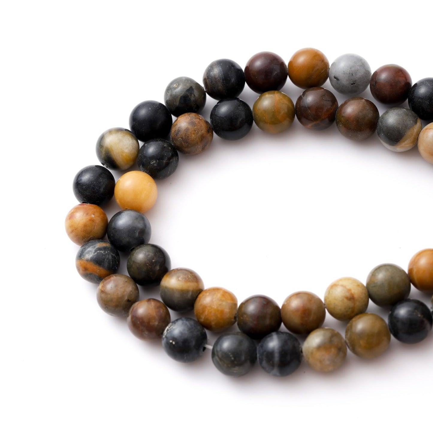 8mm 45pcs DIY Natural Petrified Wood Stone Beads Round Healing Crystal Gemstone Loose Beads for Jewelry Making Handmade Bracelet Necklace