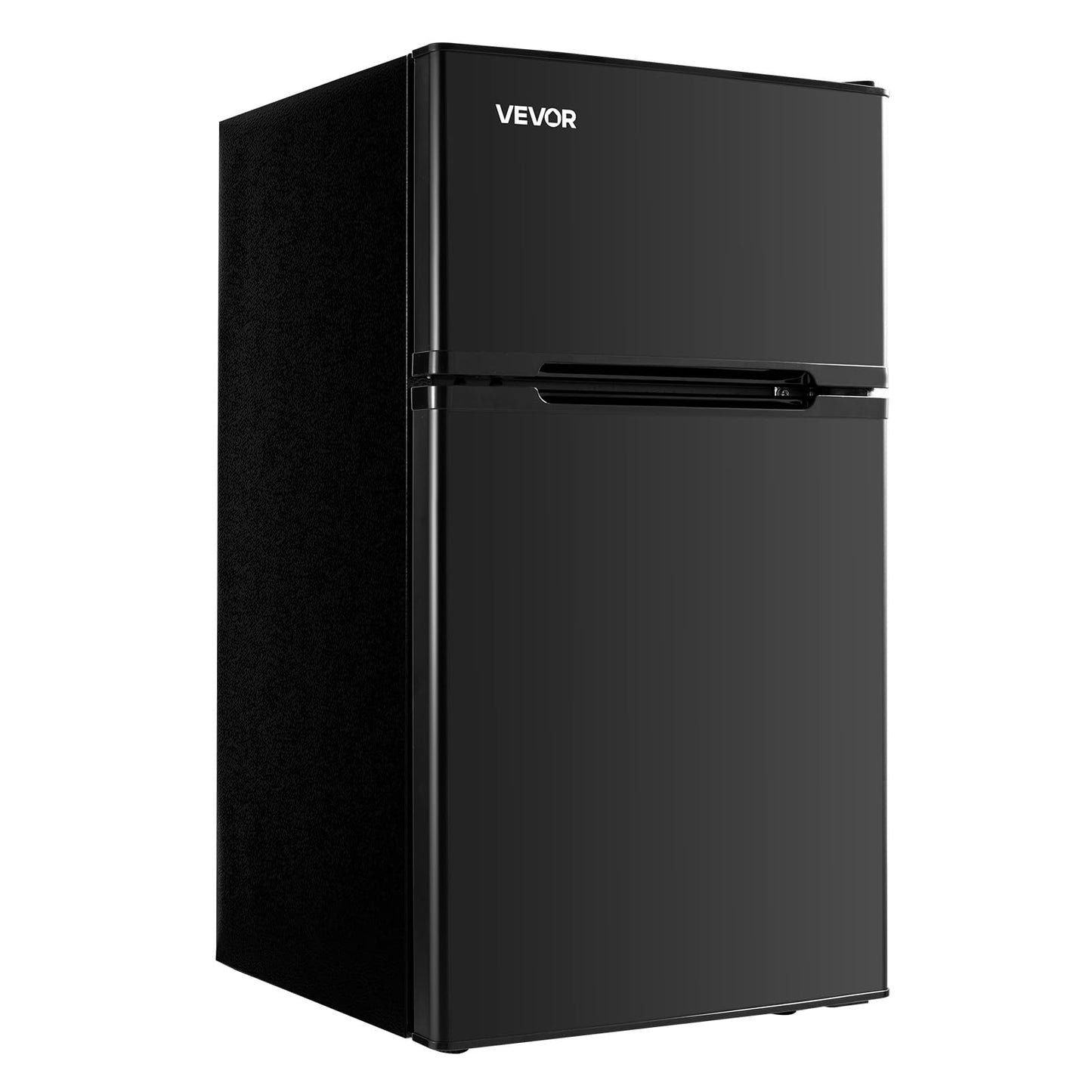 VEVOR 3.2 Cu.Ft Mini Fridge with Freezer, Dual Zone Compact Refrigerator, 3-Mode Adjustable Temperature, Energy Efficient Small Fridge, Reversible Door, Low Noise, for Bedroom, Dorm, Office, Black