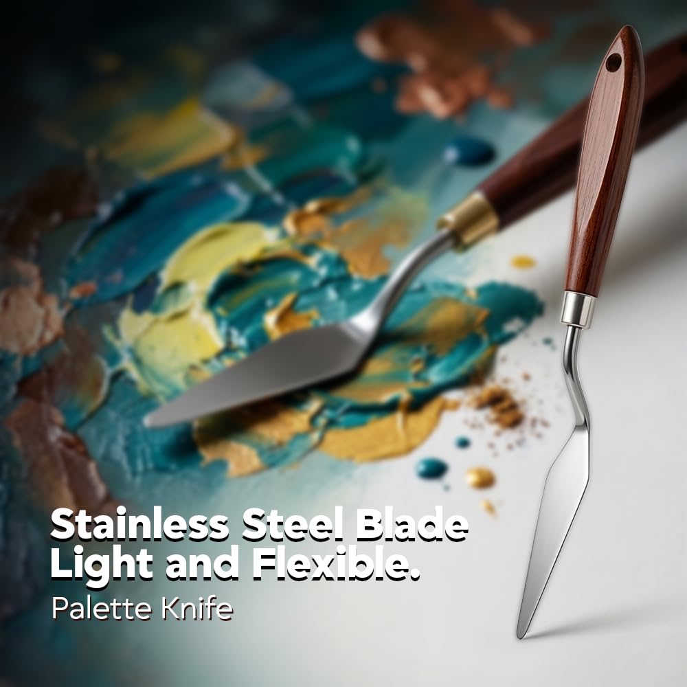 Simpson Sellers 26PCS Paint Brush Set with Palette Knife, Professional Acrylic Oil Watercolor Painting Kit, Flat Filbert Fan Round Detail Tools, Travel Canvas Case for Artists,Face Painting