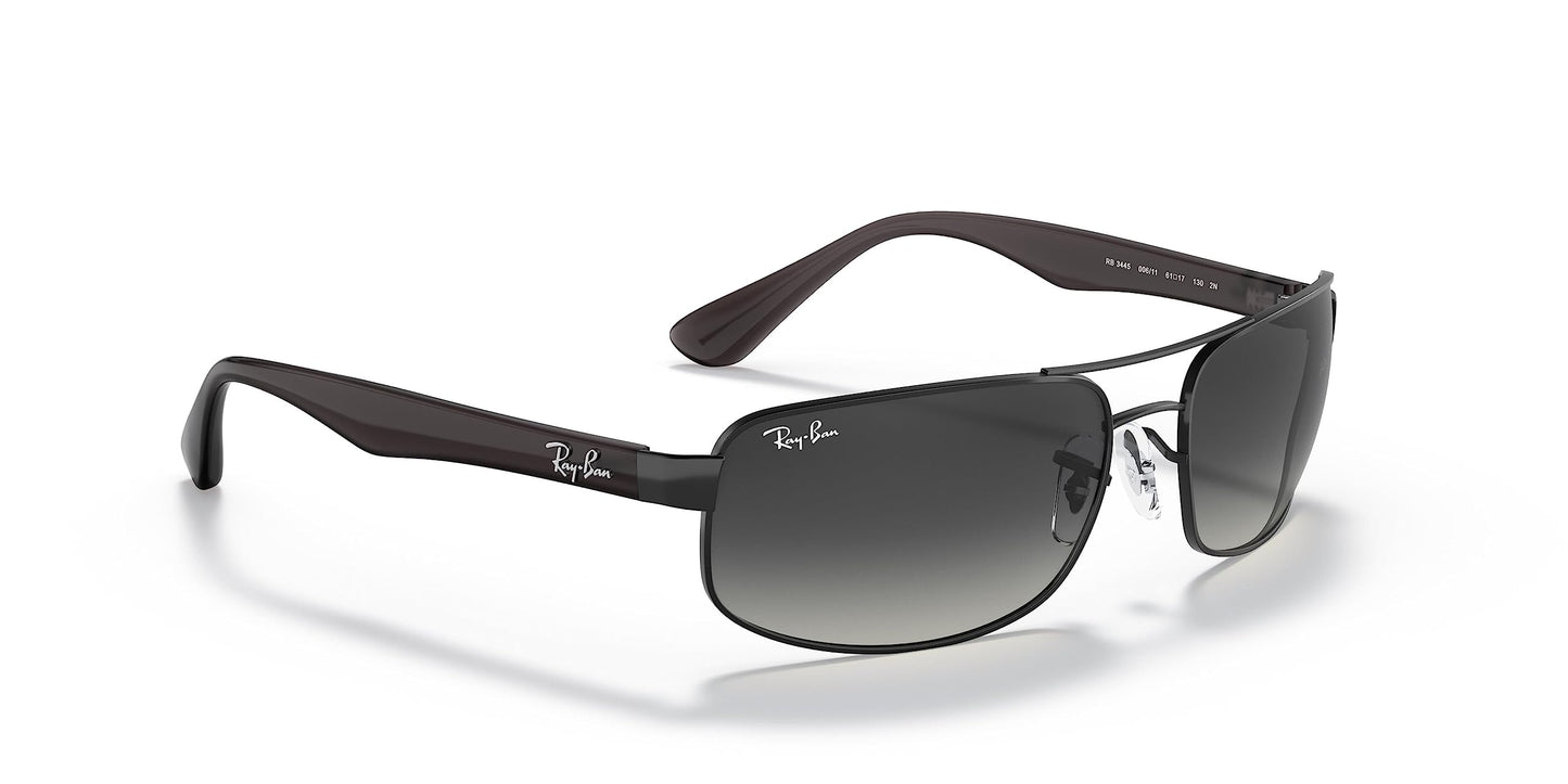 Ray-Ban Mens RB3445 Rectangular Sunglasses, Matte Black/Light Grey Gradient Dark Grey, 61 mm