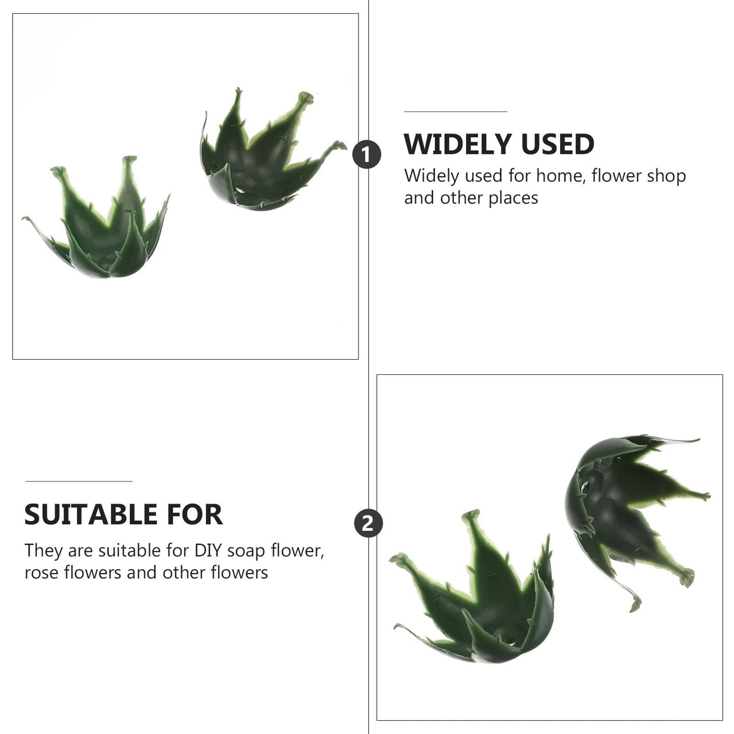 ARTIBETTER 50Pcs Simulated Flower Holders Plastic Sepals for DIY Rose Craft Floral Arrangement Supplies 1.77 Inch
