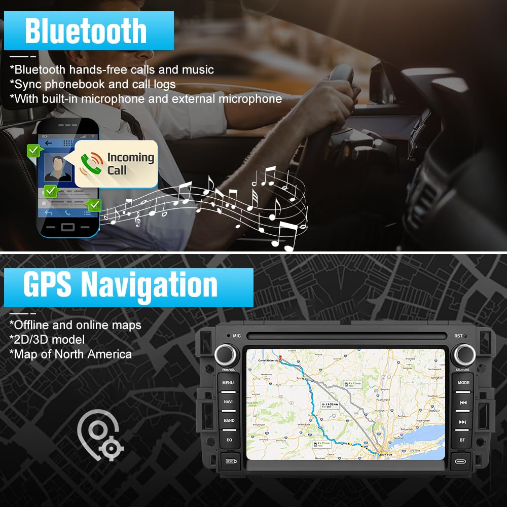 AWESAFE Car Stereo for Chevy Silverado GMC Sierra Yukon 2007-2013, Android GPS Navigation Head Unit Radio Replacement with CarPlay Android Auto Multimedia Video Player - with Backup Camera