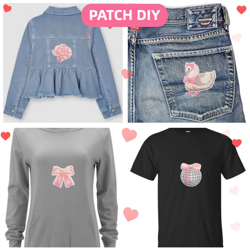 20 Pcs Preppy Valentine's Day Style Iron on Patches, Random Girl Cowgirl Theme Embroidered Vintage Sew on Patches, Cute Applique Repair Patches for DIY Clothing, Jackets, Hats, Backpacks, Jeans