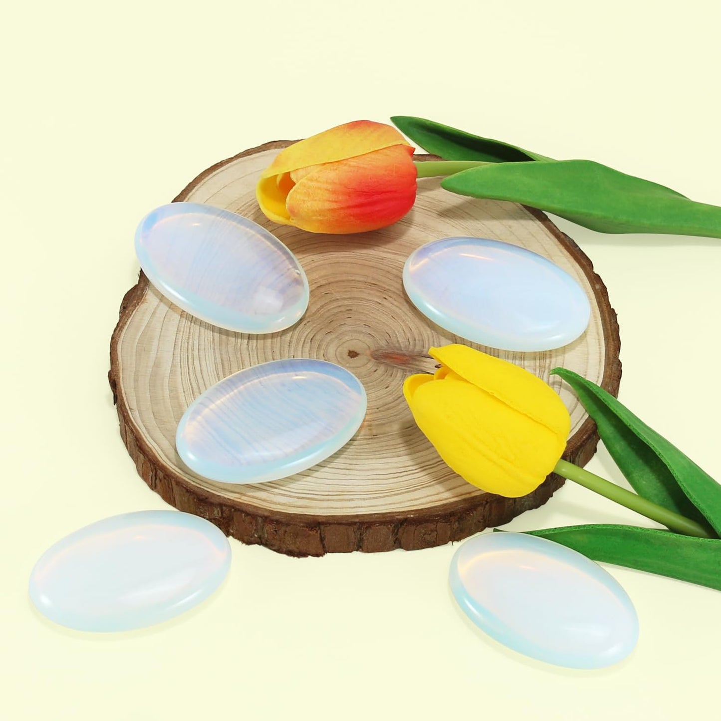 Nvzi Opalite Crystal Palm Stone, Worry Stones, Crystals and Healing Stones, Polished Rocks, Natural Gemstones, Chakra Stones for Healing Crystals Daily Use