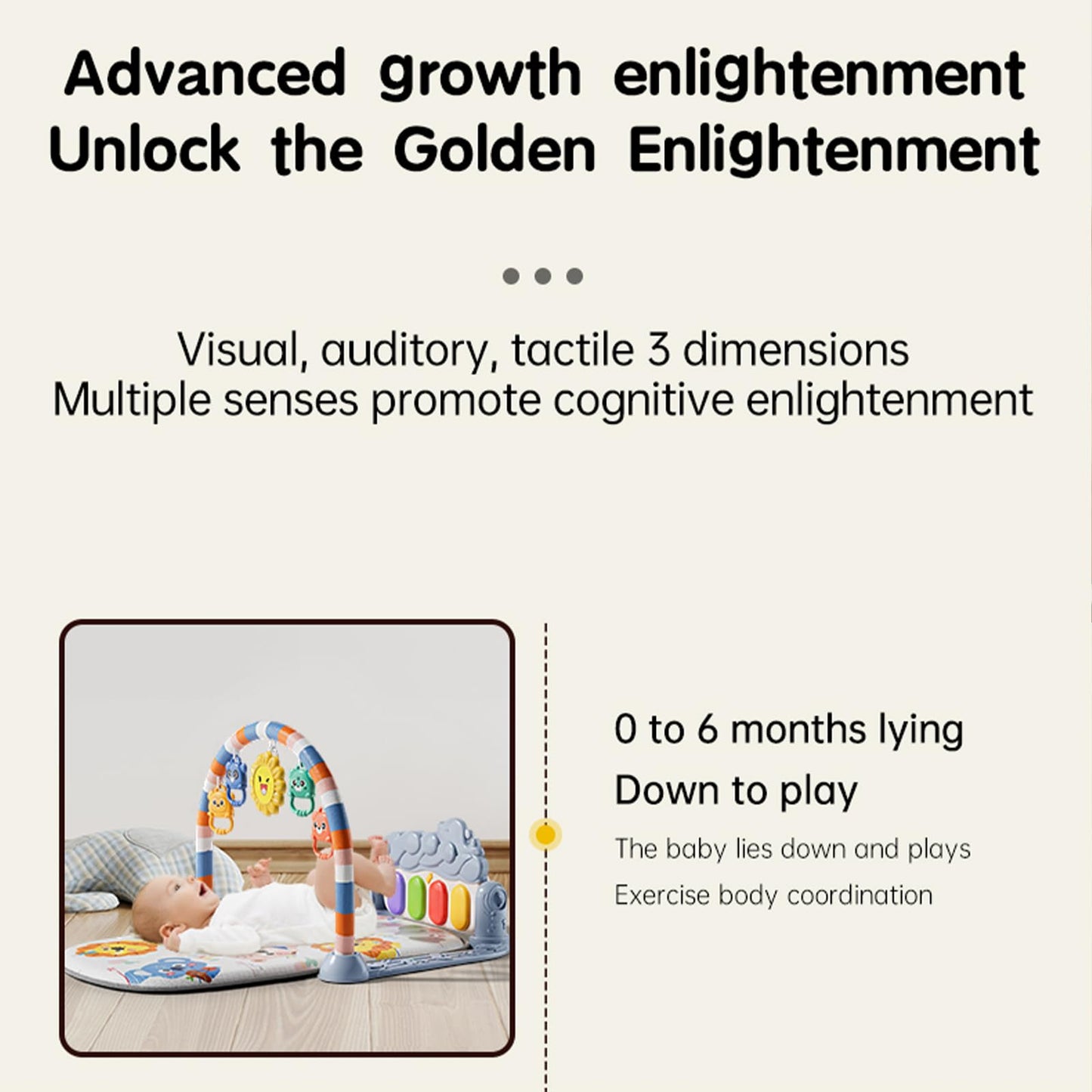 Alive Lovely Baby Gyms Play Mats, Musical Activity Center Baby Piano Gym Mat, Music and Lights Tummy Time Padded Mat for Newborn Newborn 0 to 3 6 9 12 Months