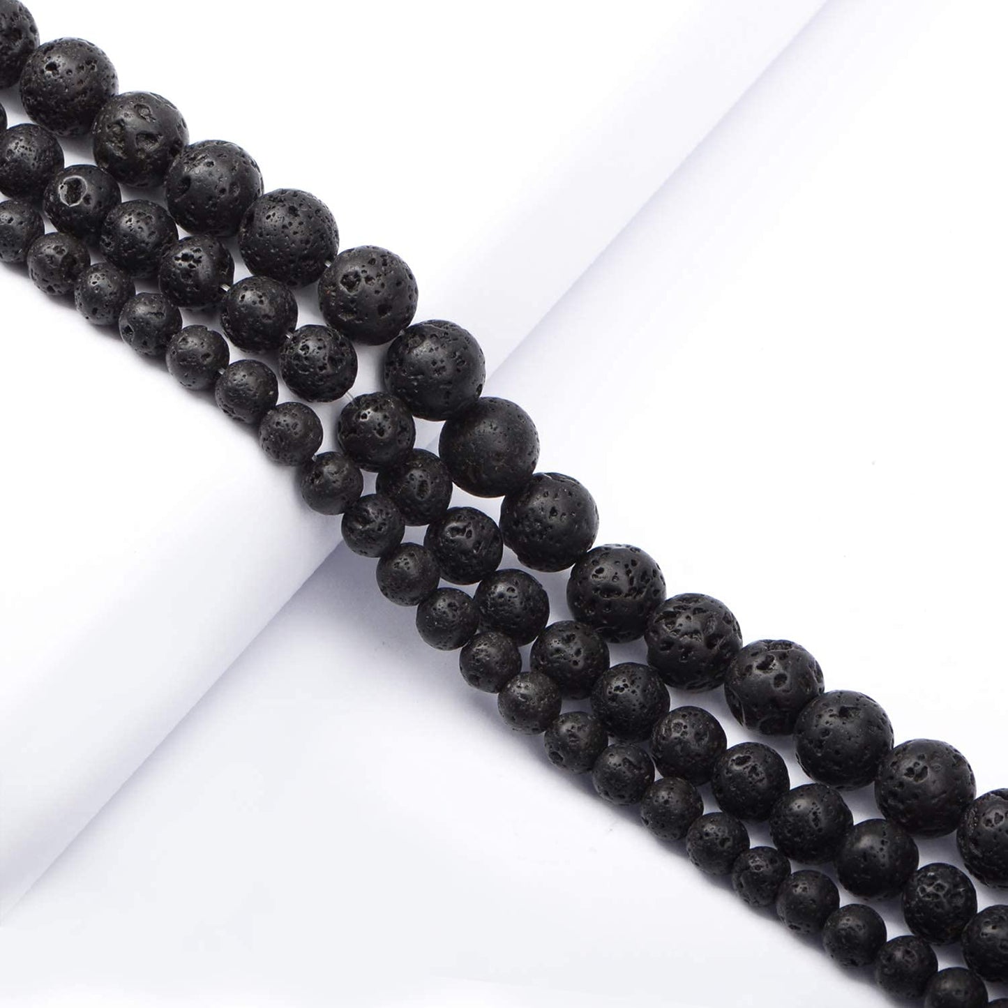 AD Beads Natural Gemstone Round Loose Beads 15" for Bracelet Necklace Earrings Jwelery Making Crafts DIY (10mm, Black Lava Stone)