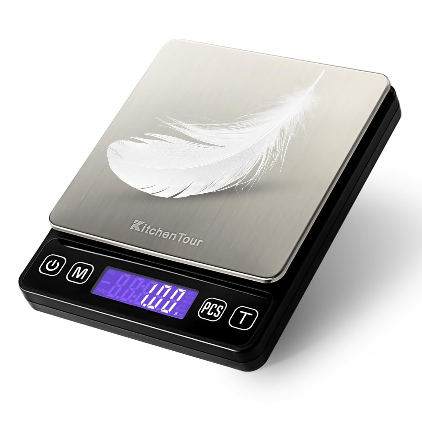 KitchenTour Digital Kitchen Scale - 500g/0.01g High Accuracy Precision Multifunction Food Meat Scale Small Scale Jewelry Lab Carat Powder Scale with Back-Lit LCD Display(Batteries Included)