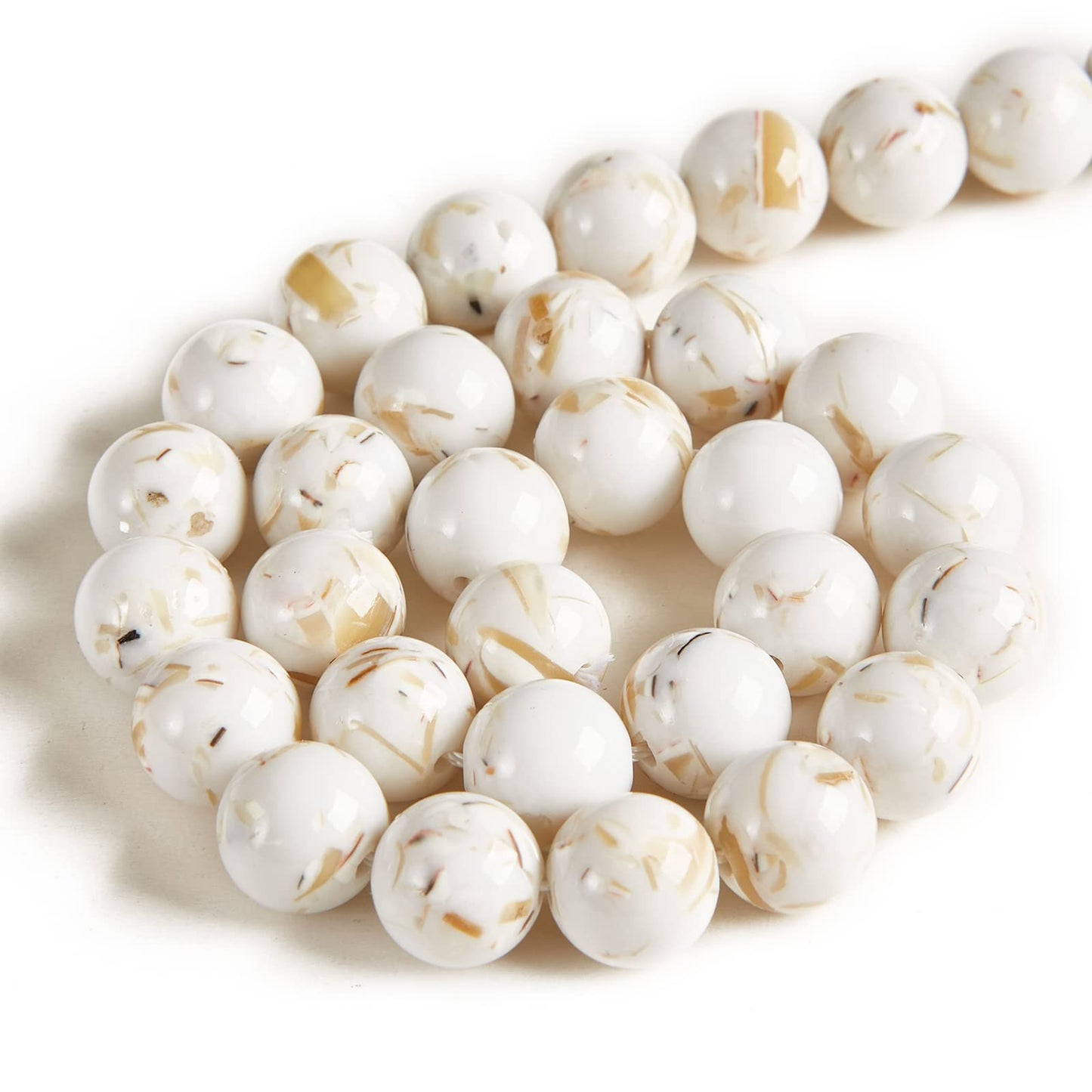 100pcs 8mm White Shell Turquoise Beads Natural Gemstone Beads Round Loose Beads for Jewelry Making