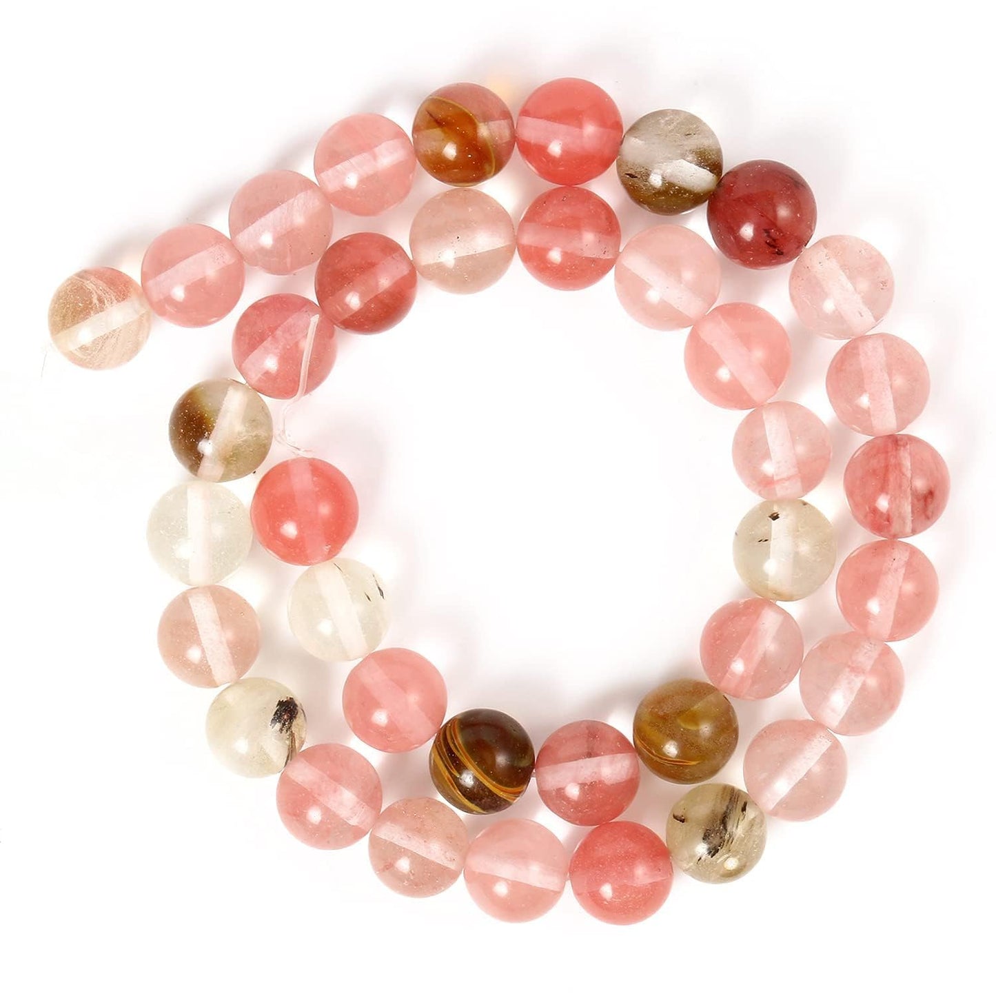 About 60pcs 6mm Natural Stone Beads Fire Cherry Quartz Beads Energy Crystal Power Gemstone for Jewelry Making, DIY Bracelet Necklace