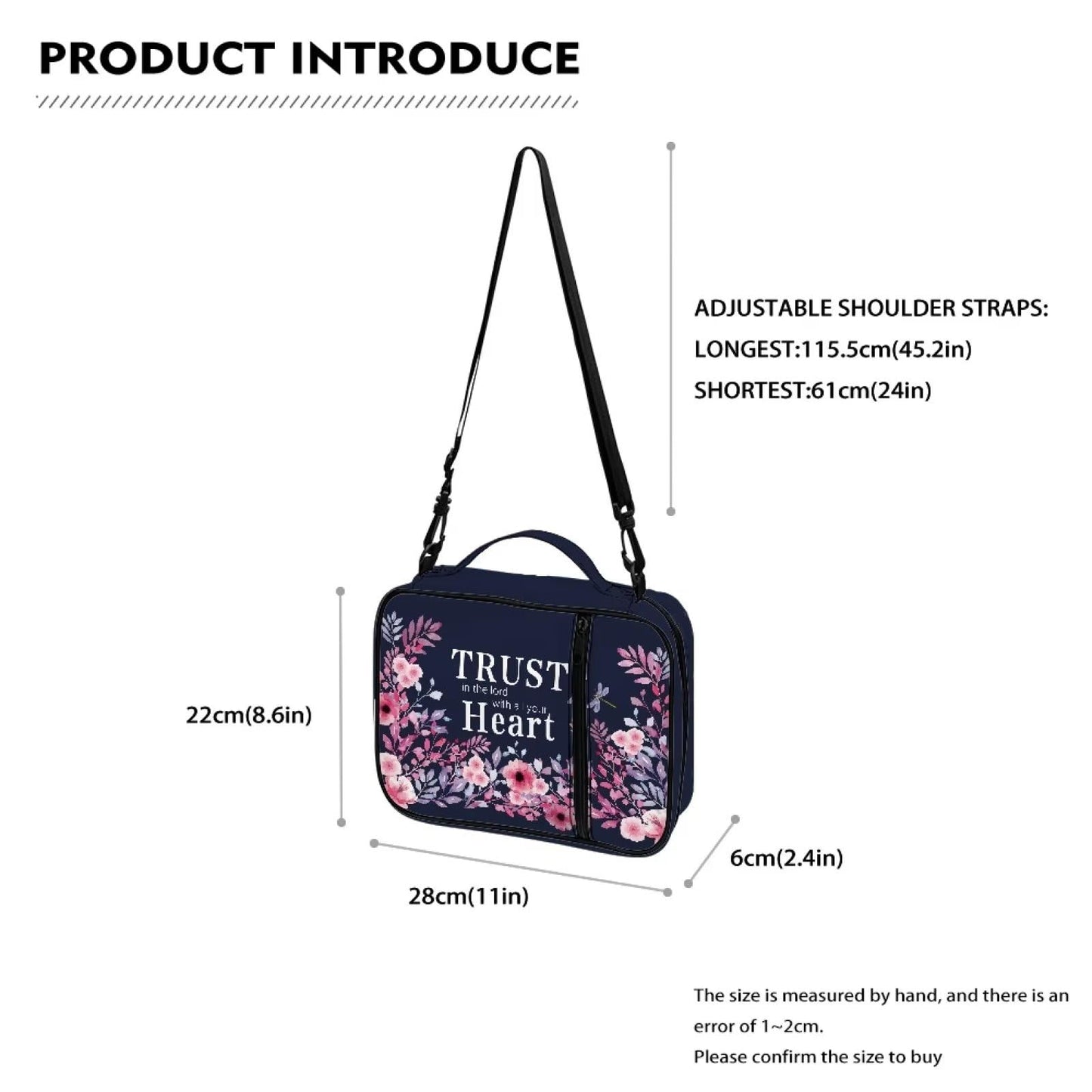 Salabomia Bible Bags and Totes for Women with Verse, Portable Multi-Functional Bible Study Supplies Kit for Women Girls, Large Bible Covers for Women with Shoulder Strap Handle, Blue and Pink
