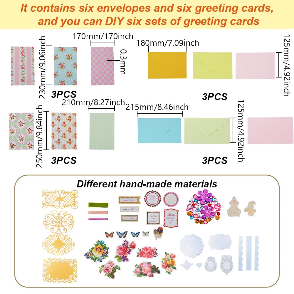 AHANDMAKER Handmade Greeting Card Making Kits, DIY Thank You Card Set Flowers Theme Paper Envelopes Cards Stickers for Christmas Thanksgiving Mother's Day Birthday Gifts Crafts Decorations