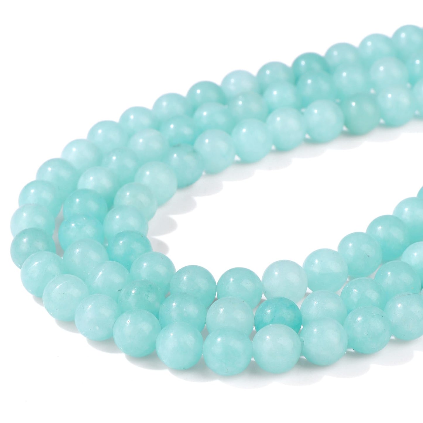 Risyfjew 100PCS 8mm Natural Aquamarine Beads Gemstone Round Loose Beads for Jewelry Making Chakra Crystal Stone Beads for Bracelets Necklace Earrings Making Supplies (100pcs/Strand)