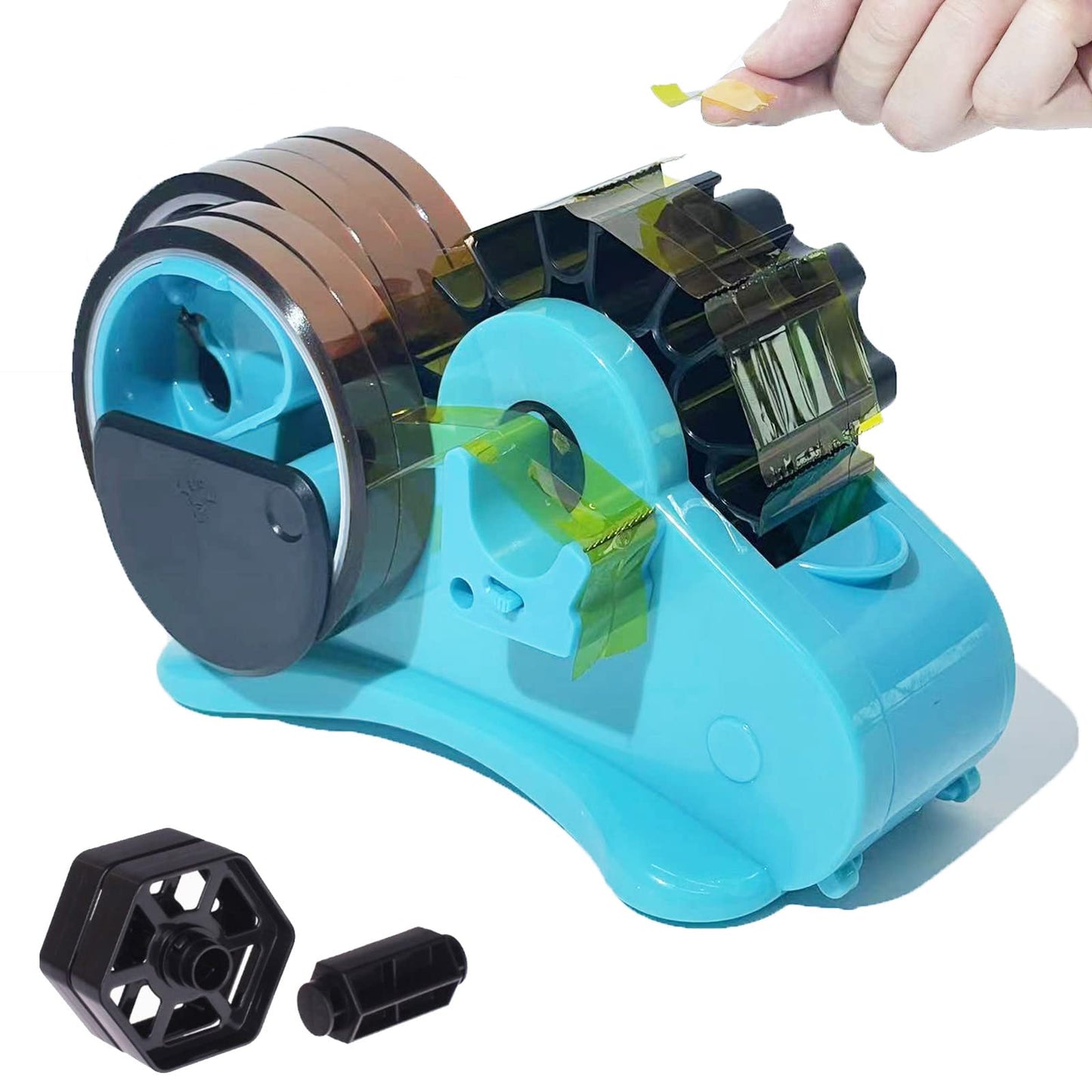 SHDSL Blue Heat Tape Dispenser Sublimation - Multiple Roll Cut Heat Tape Dispenser to PreCut Heat Transfer Tape Heat Resistant Tape, Semi-Automatic Tape Dispenser 3" & 1" Core for Scotch Tapes