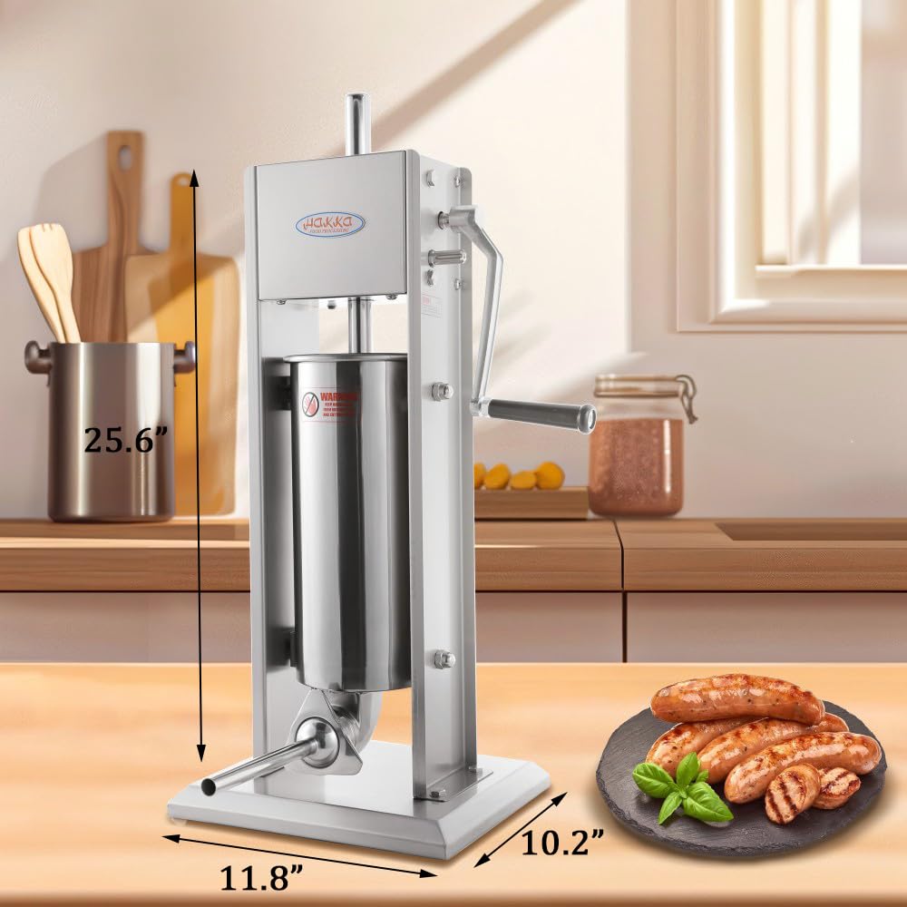 Hakka 11 Lb/5 L Sausage Stuffer 2 Speed Stainless Steel Vertical Sausage Maker
