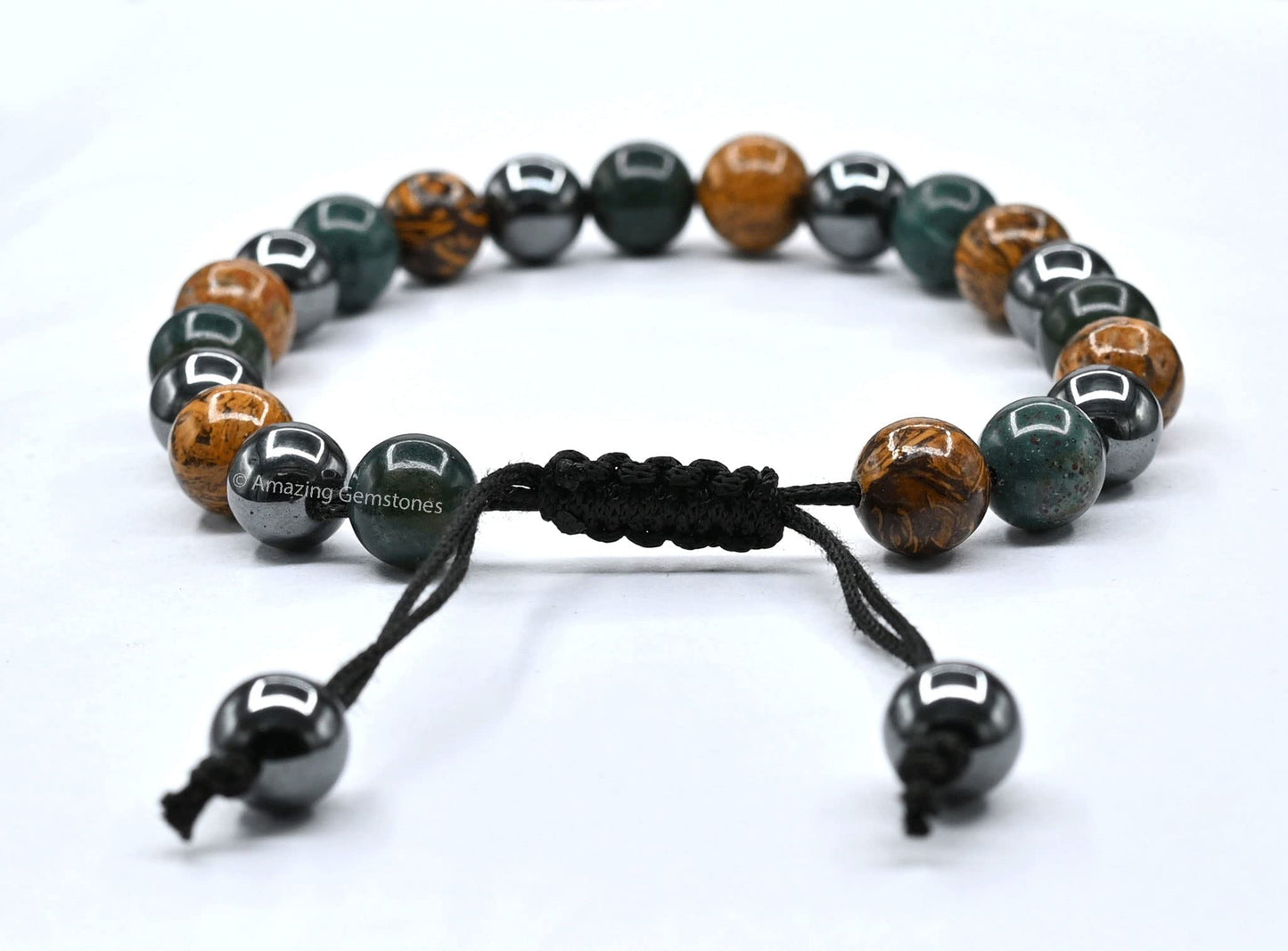Amazing Gemstone Bracelet for Pregnant Mom Daughter - Hematite Mariyam Jasper Bloodstone Bracelet Set for Men Women Healing Calming Anxiety Stress Relief Gift Pulseras Para Hombres Mujer (Adjustable)