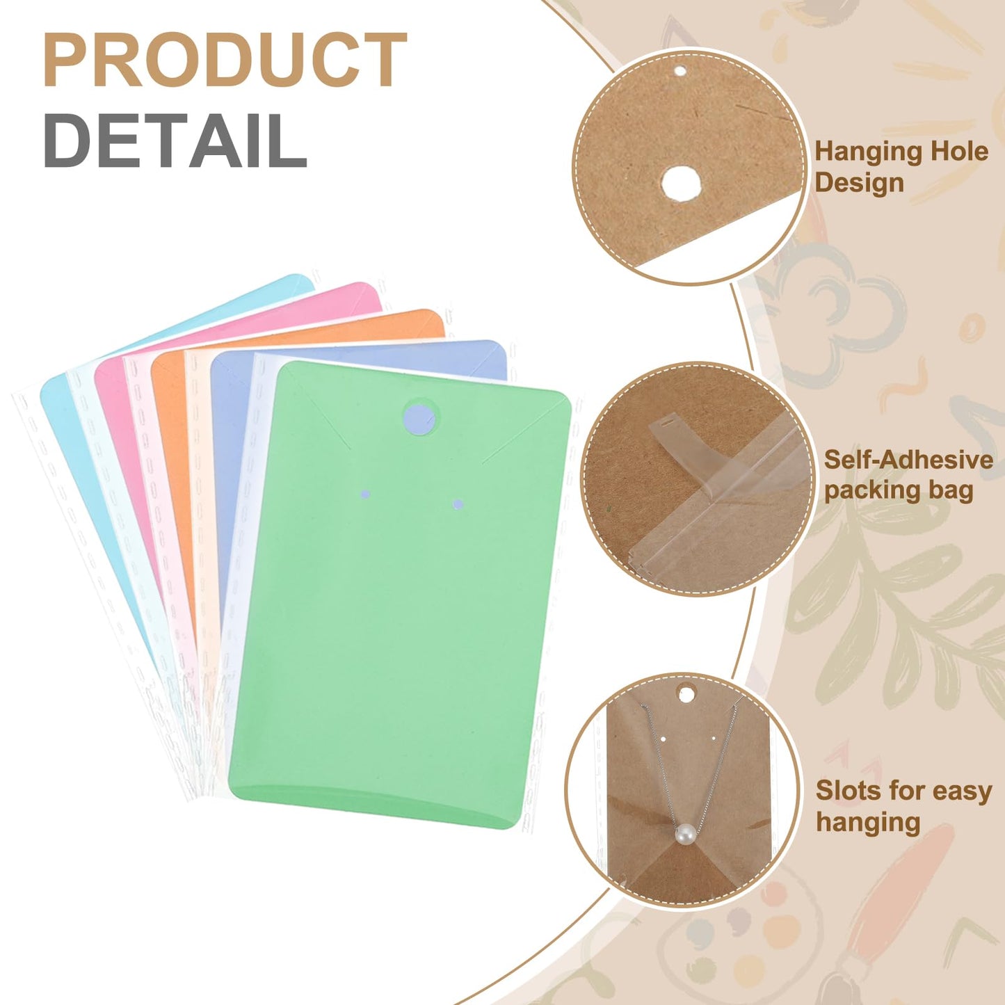 PATIKIL Earring Display Cards 200 Pcs Necklace Holder Cards with 200 Pcs Jewelry Packaging for Earring Necklace Jewelry Craft Display Packaging Supplies (Beige/Yellow, 3.5 x 2.4 Inches)