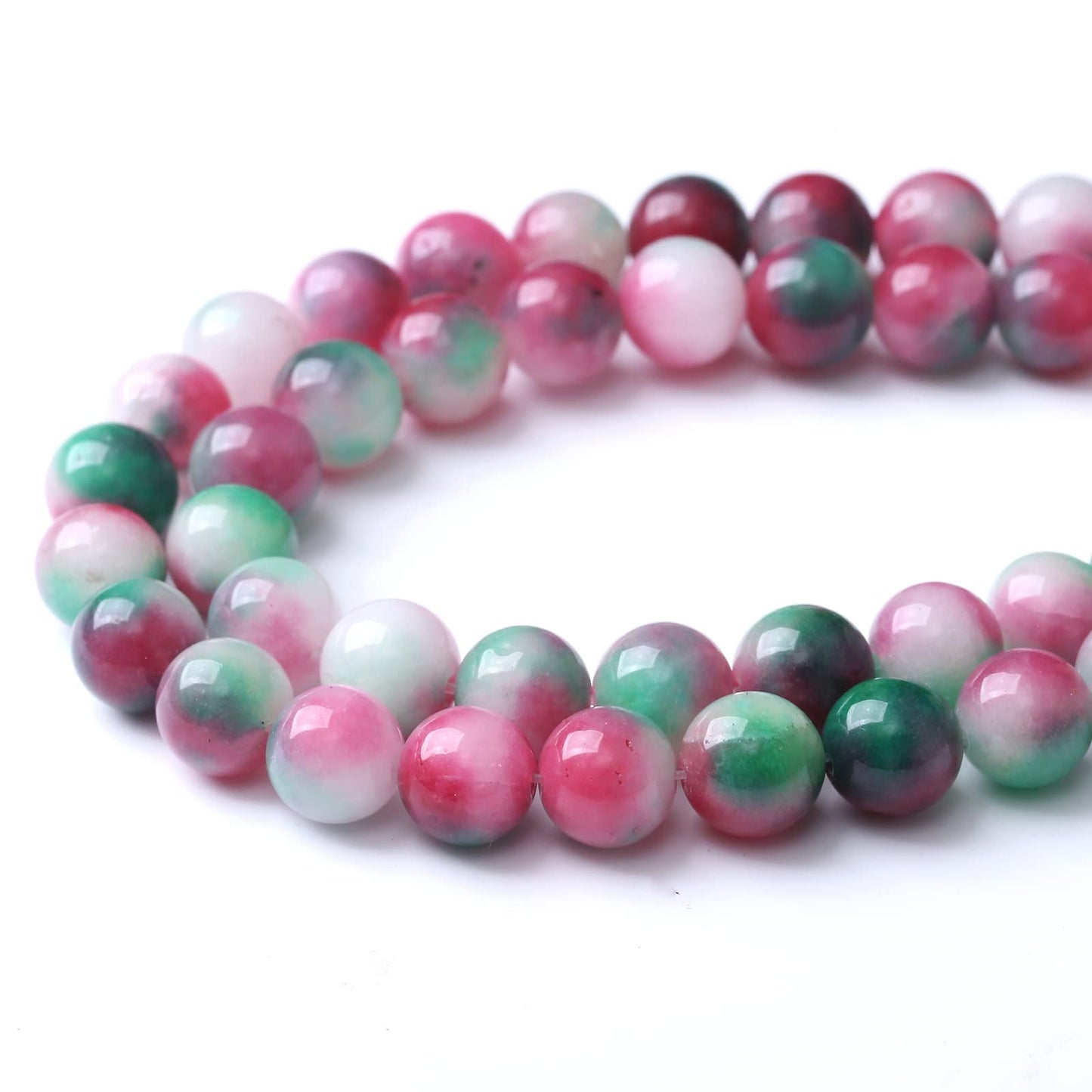 36pcs 10mm Natural Green Red Epidote Jade Stone Round Loose Spacer Beads for DIY Jewelry Making Necklaces Bracelets Healing Energy Beads (Epidote Jade, 10mm)