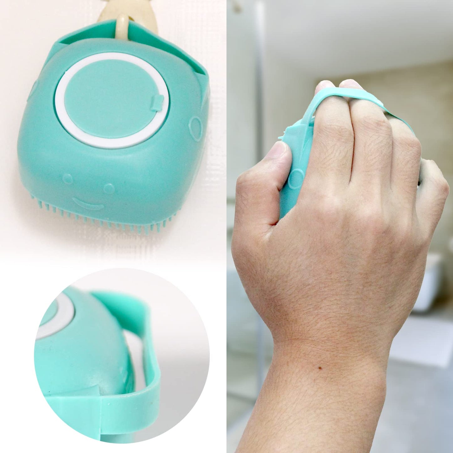 Woleigiao Pet Bath Brush Dog Baths Brush Shampoo Dispenser Soft Silicone Dog Bathing Brushes Dogs Shampoo Brushes scrubbers for Cats and Dogs Shower Brush Grooming (Blue)