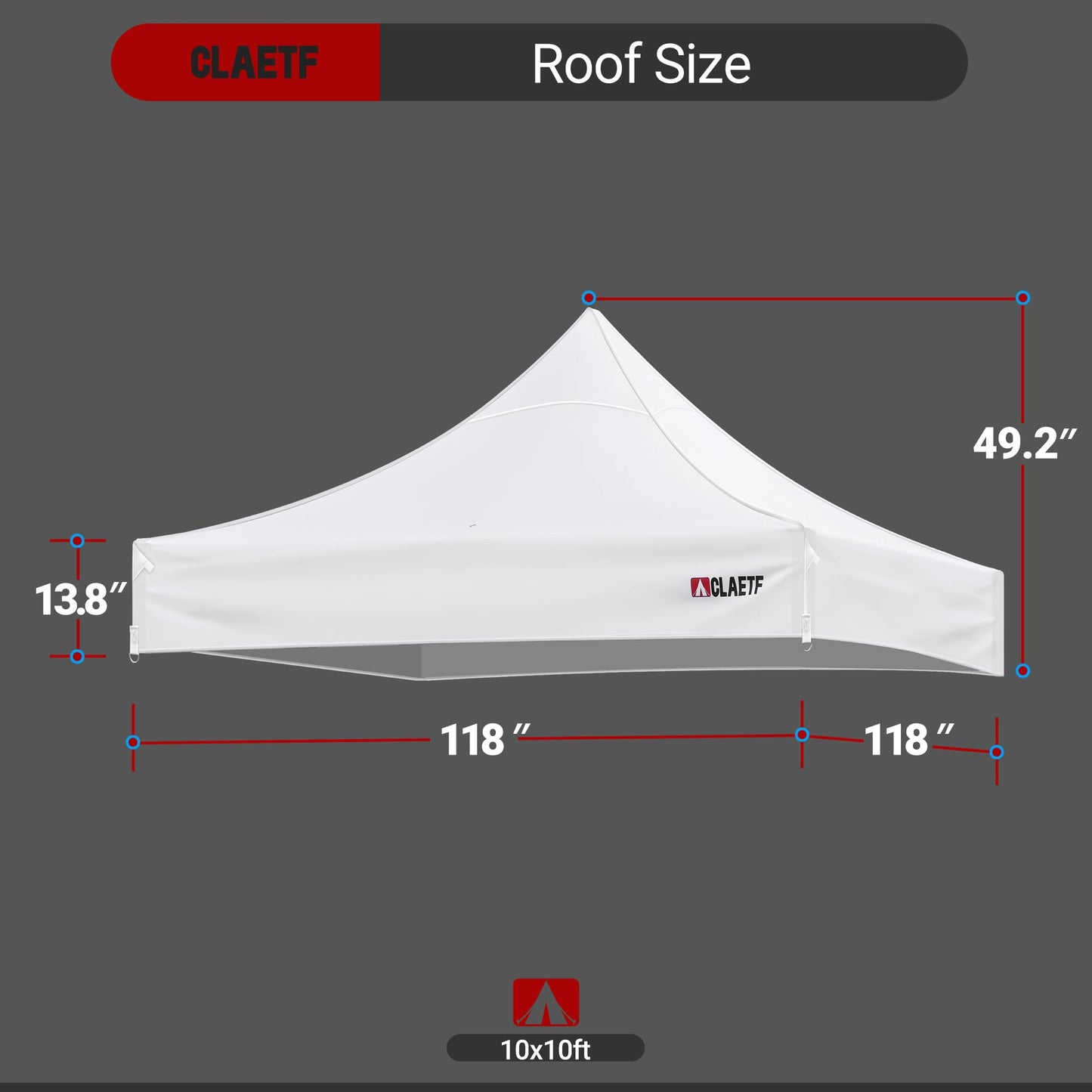 CLAETF 10x10 Canopy Replacement Top for Pop Up Canopy Tent - 4 Drainage Holes,10x10ft Canopy top Suitable for Most of the Standard Canopy(top only,White)