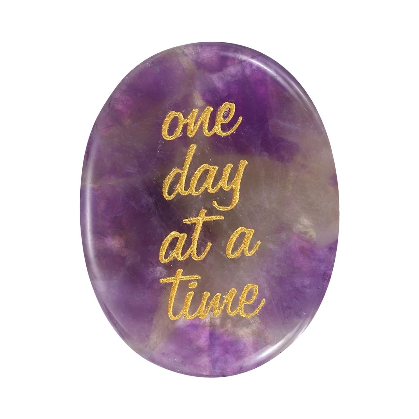 MECCANIXITY Worry Stone, Natural Amethyst Crystal Hand Carved Thumb Stones Oval Crystal Pocket Gemstone Stress Relax Palm Stone Meditation Accessories for Anxiety Relieve