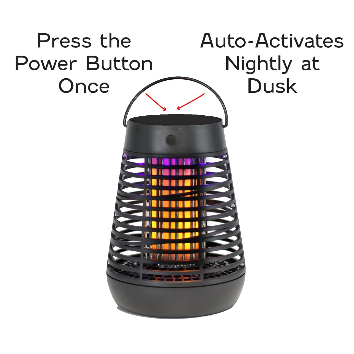 PIC Portable Bug Zapper, 600V Solar Powered Insect Trap & Fly Zapper for Outdoor Use, LED Flickering Flame, Activates Automatically in Dark, Weatherproof Outdoor Fly Trap, Kills Bugs on Contact