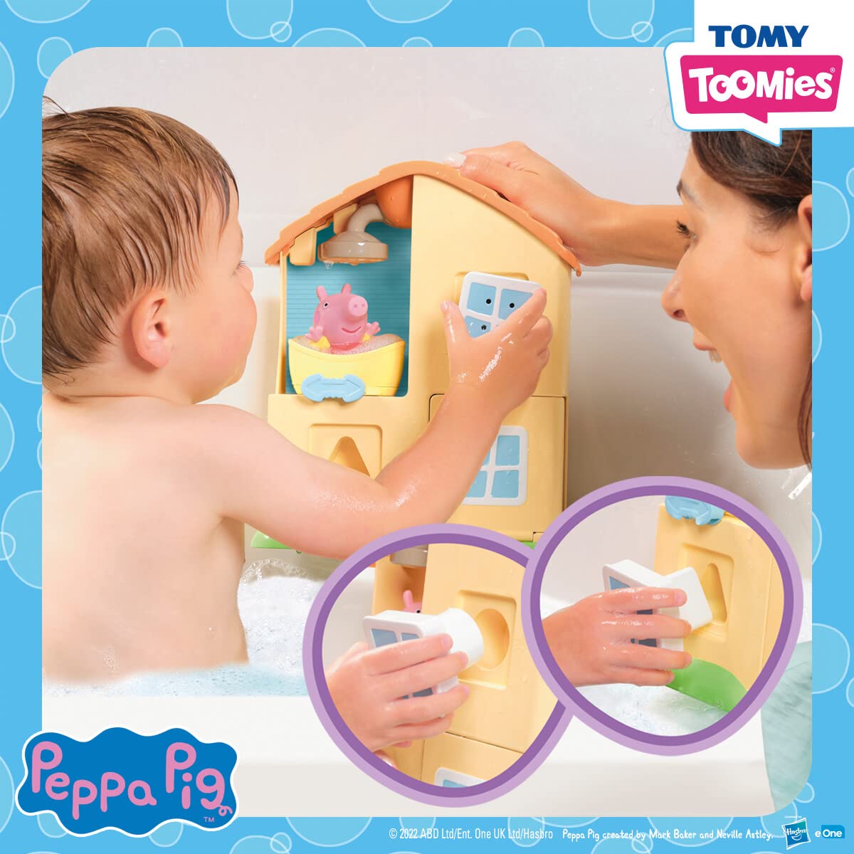 TOMY Toomies Peppa Pig House Bath Toy Playset – Toddler Bathtub Activity Center Suction Cup Toy – Peppa Pig Baby Bath Toys - Toddler Bath and Water Toys - Ages 18 Months and Up