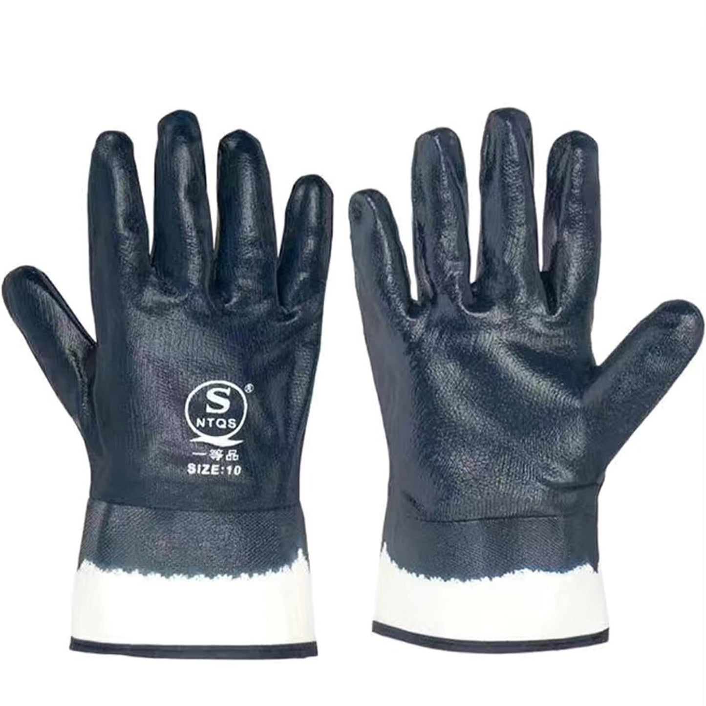 Blue Oil Gloves for Men,Large Oil Resistant Gloves for Fuel Haulers & Truck Drivers,Nitrile Coated Work Gloves 6 Pairs Bulk Pack