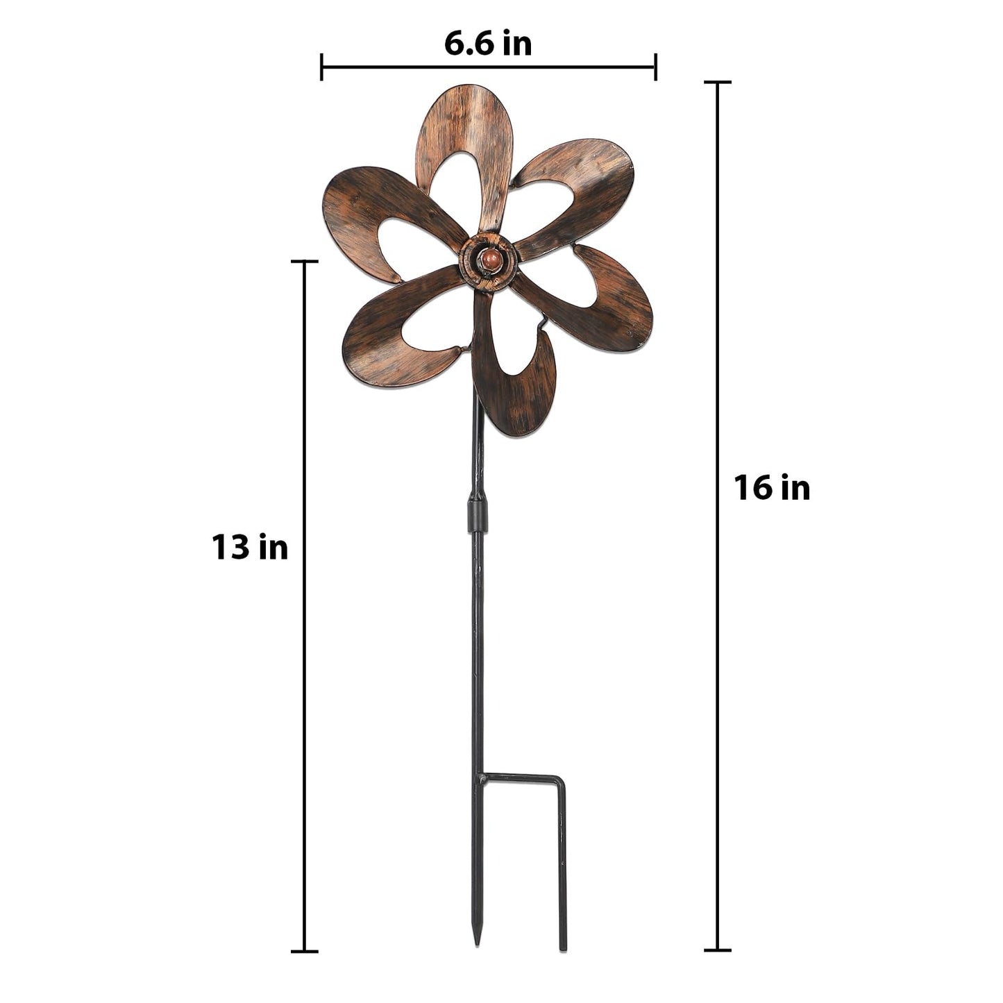 Aoutrow 3 Pack Wind Spinners with Metal Stake, 16.3 Inches Outdoor Wind Catcher Garden Sculptures Bronze Metal Windmill for Spring Garden Yard Lawn Patio Decoration