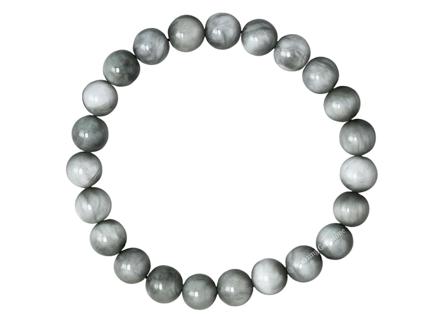 Amazing Gemstone Grey Cats Eye Bracelet for Women Men's Gifts - Protection Healing Crystal Bracelet - 8mm Gemstone Beaded Stretchable Bracelet Pulseras Para Hombres Mujer Stocking Stuffers Mothers Day Gift