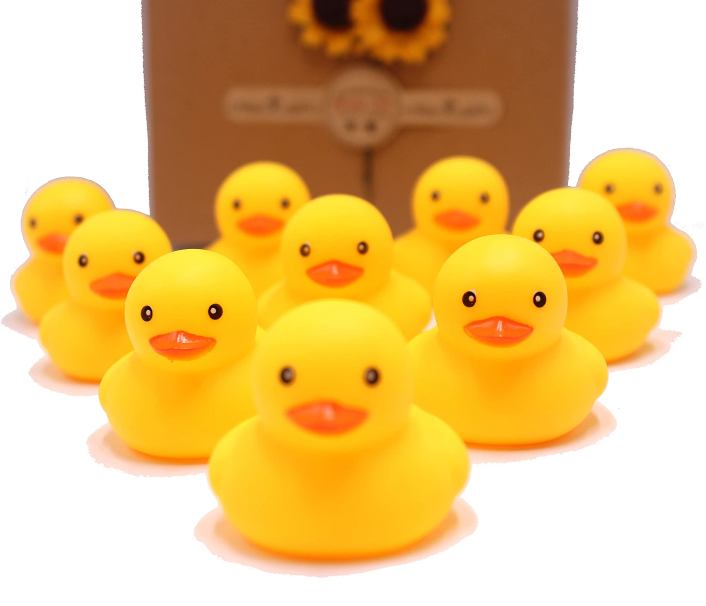 50-Pieces Float & Squeak Mini Duck Stress Relief Toys Stress Balls for Adult, Mini Round Eye Rubber Ducks Squeeze Fun for Birthday Party Office Christmas Stocking Stuffer Gift